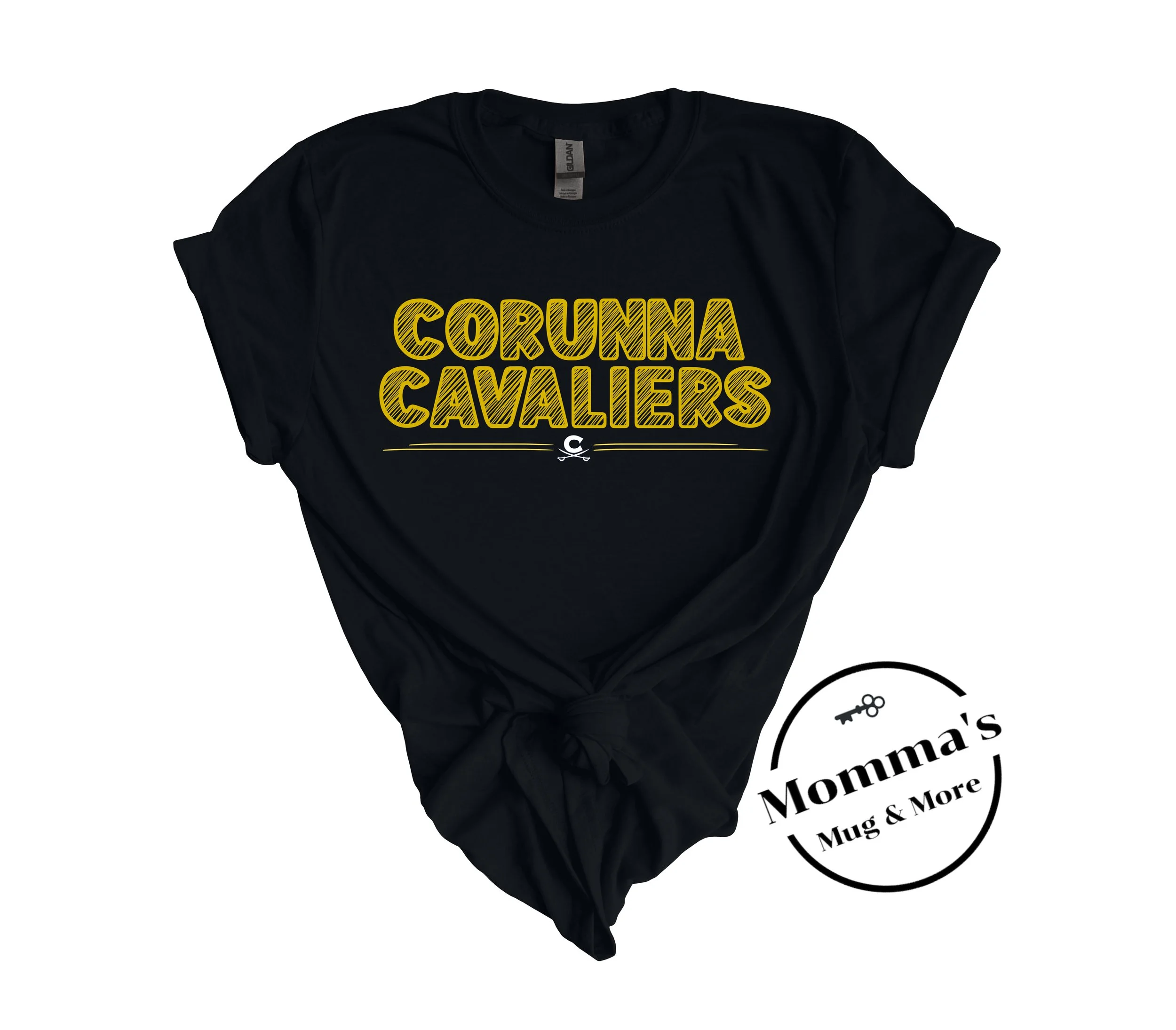 CORUNNA CAVALIERS SCRATCHED BLACK TEE.jpeg