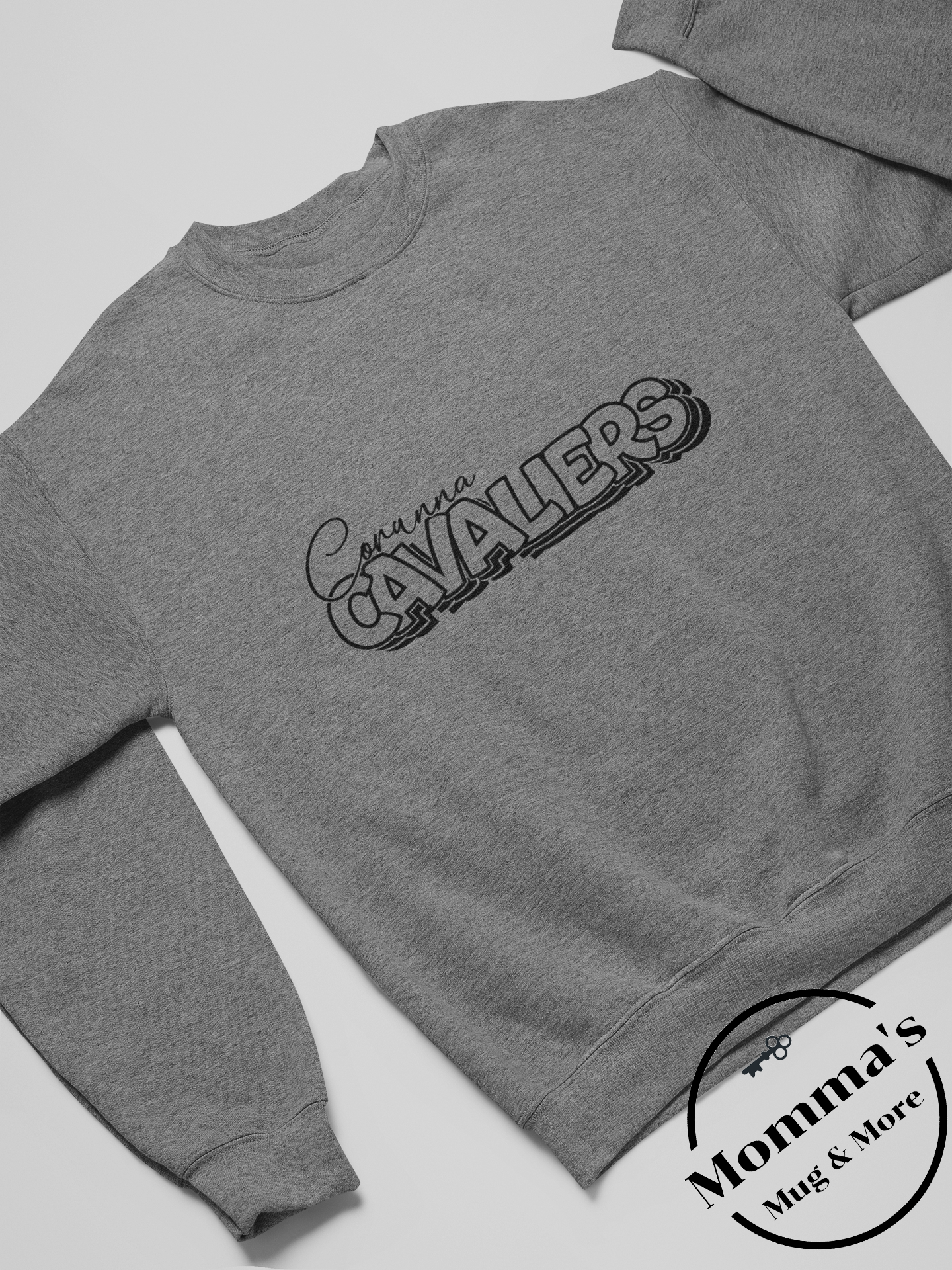 CORUNNA CAVALIERS ON REPEAT GRAPHITE HEATHER CREW SWEATSHIRT.png