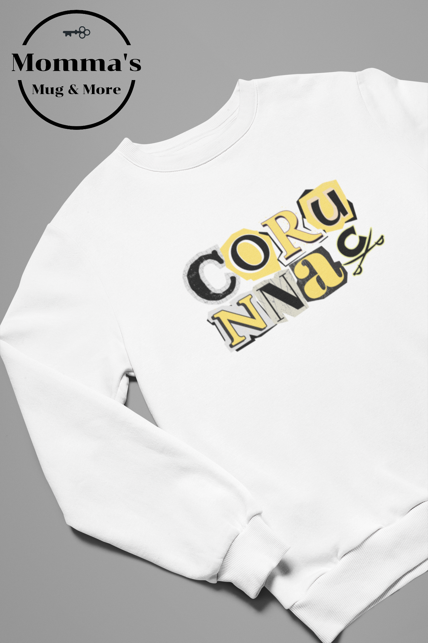 CORUNNA CAVALIERS RANDSOM SCRAPBOOK WHITE CREW SWEATSHIRT.png