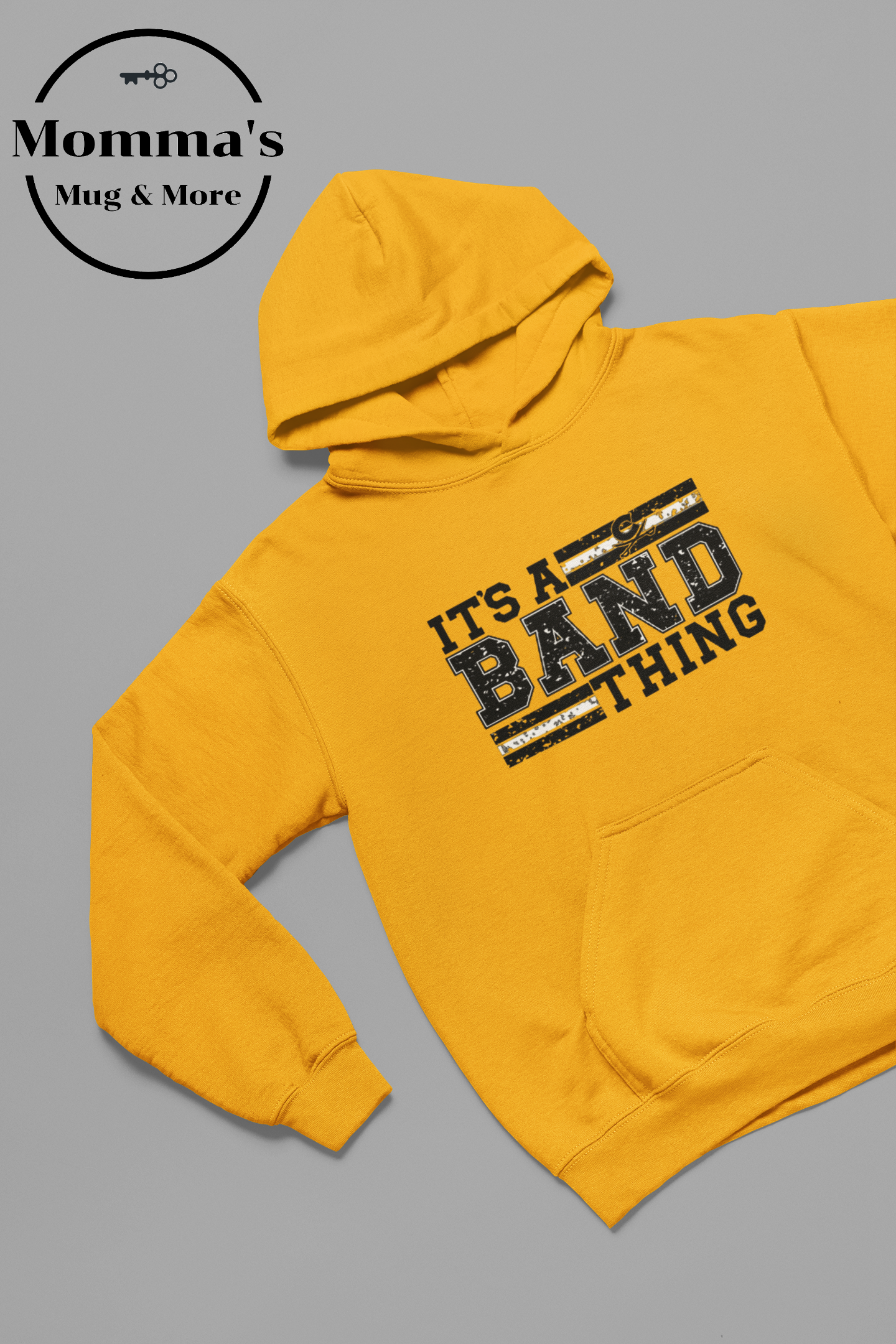 CORUNNA CAVALIERS MARCHING BAND IT'S A BAND THING GOLD HOODIE.png