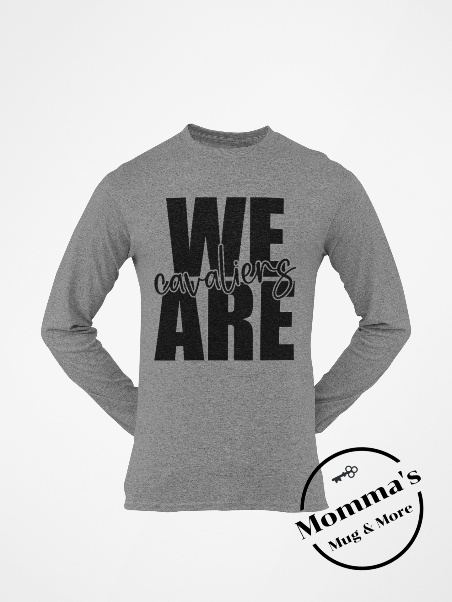 WE ARE CAVALIERS SLEEVED TEE HEATHER GRAPHITE WITH BLACK.png
