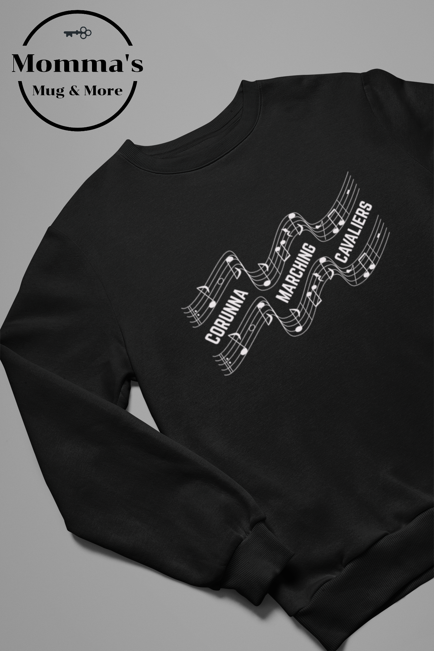CAVALIERS MARCHING SHEET MUSIC WHITE AND BLACK SWEATSHIRT.png