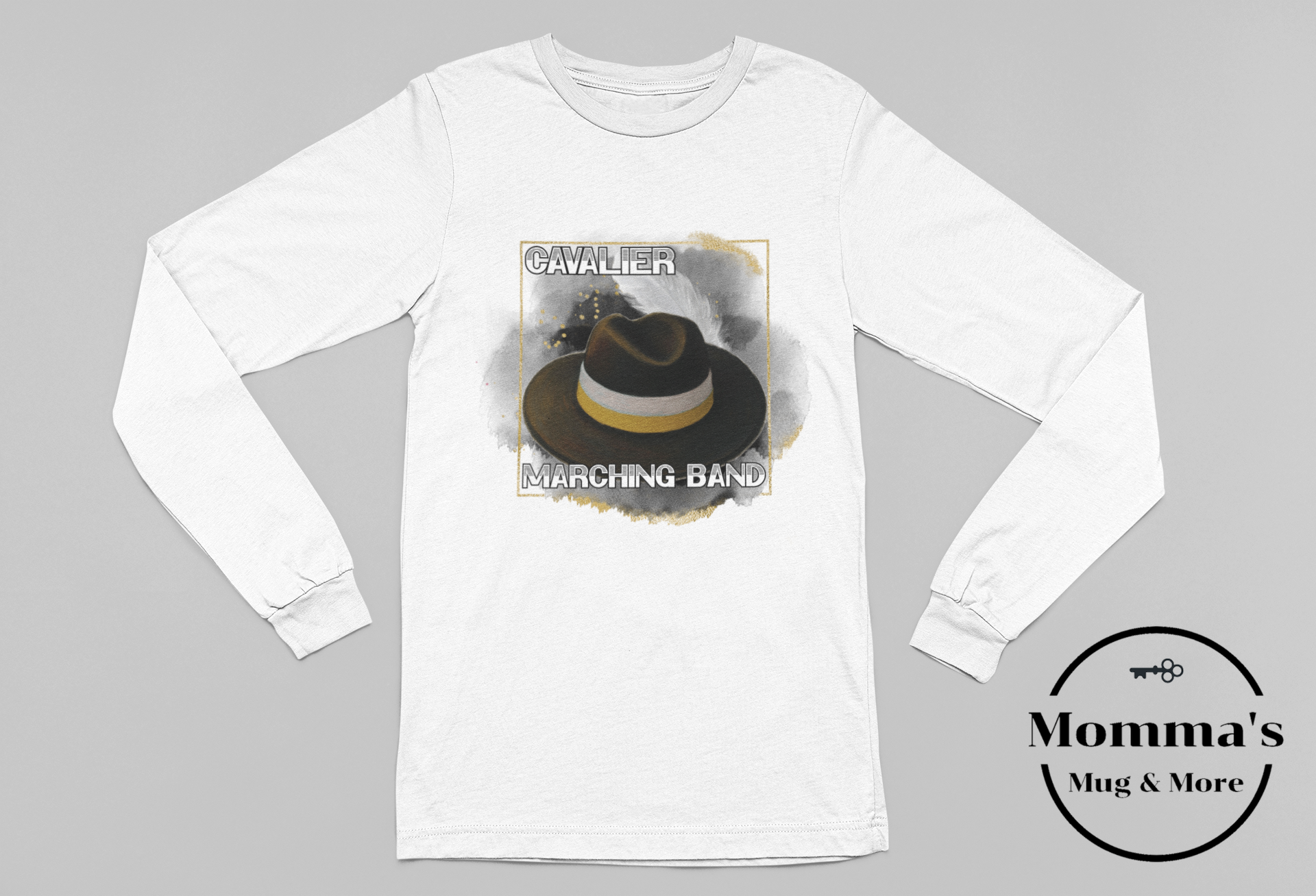 CAVALIERS MARCHING AUSSIE WHITE SLEEVED TEE.png