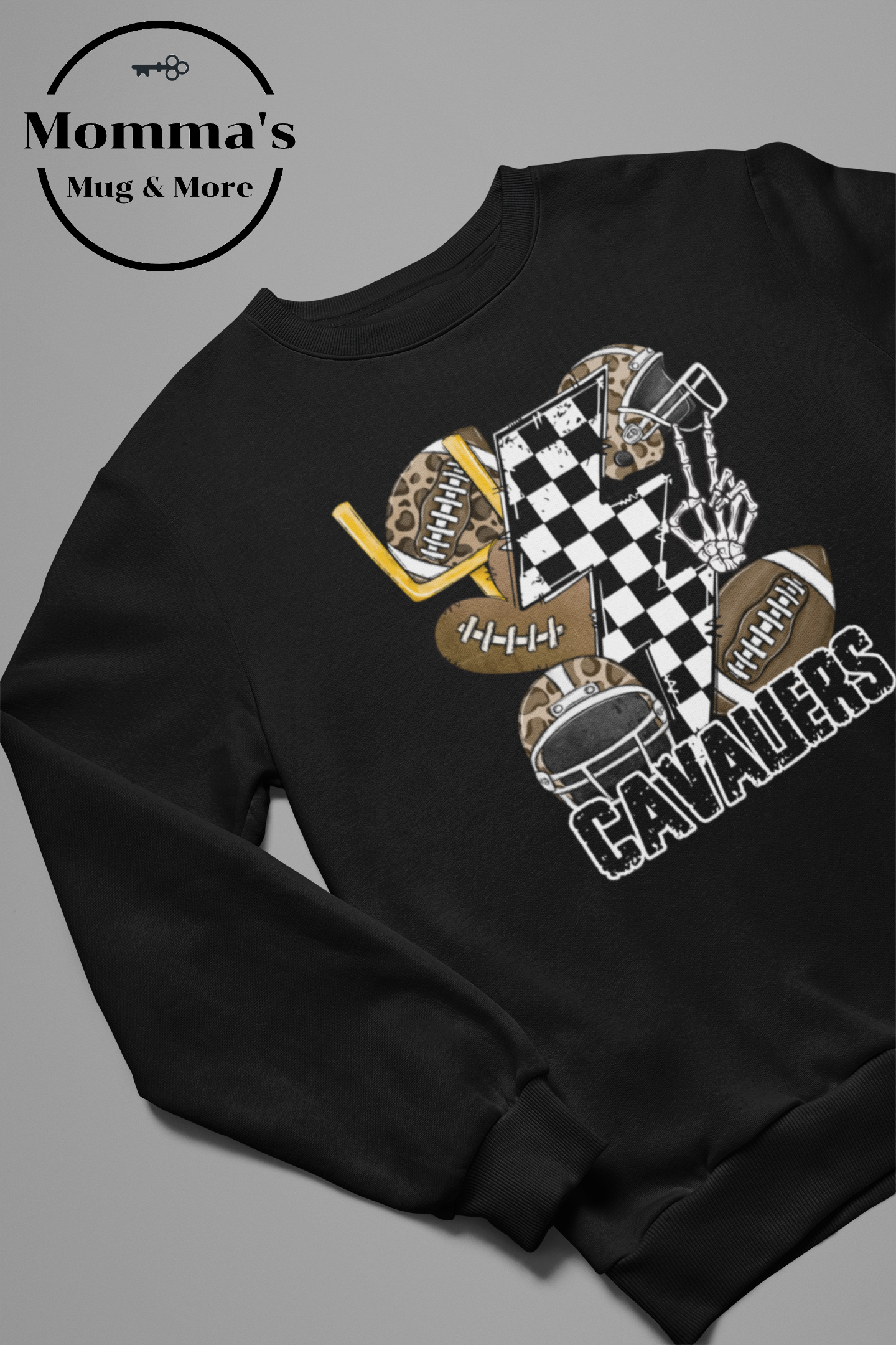 CAVALIERS FOOTBALL CHECKERED BOLTS BLACK SWEATSHIRT.png