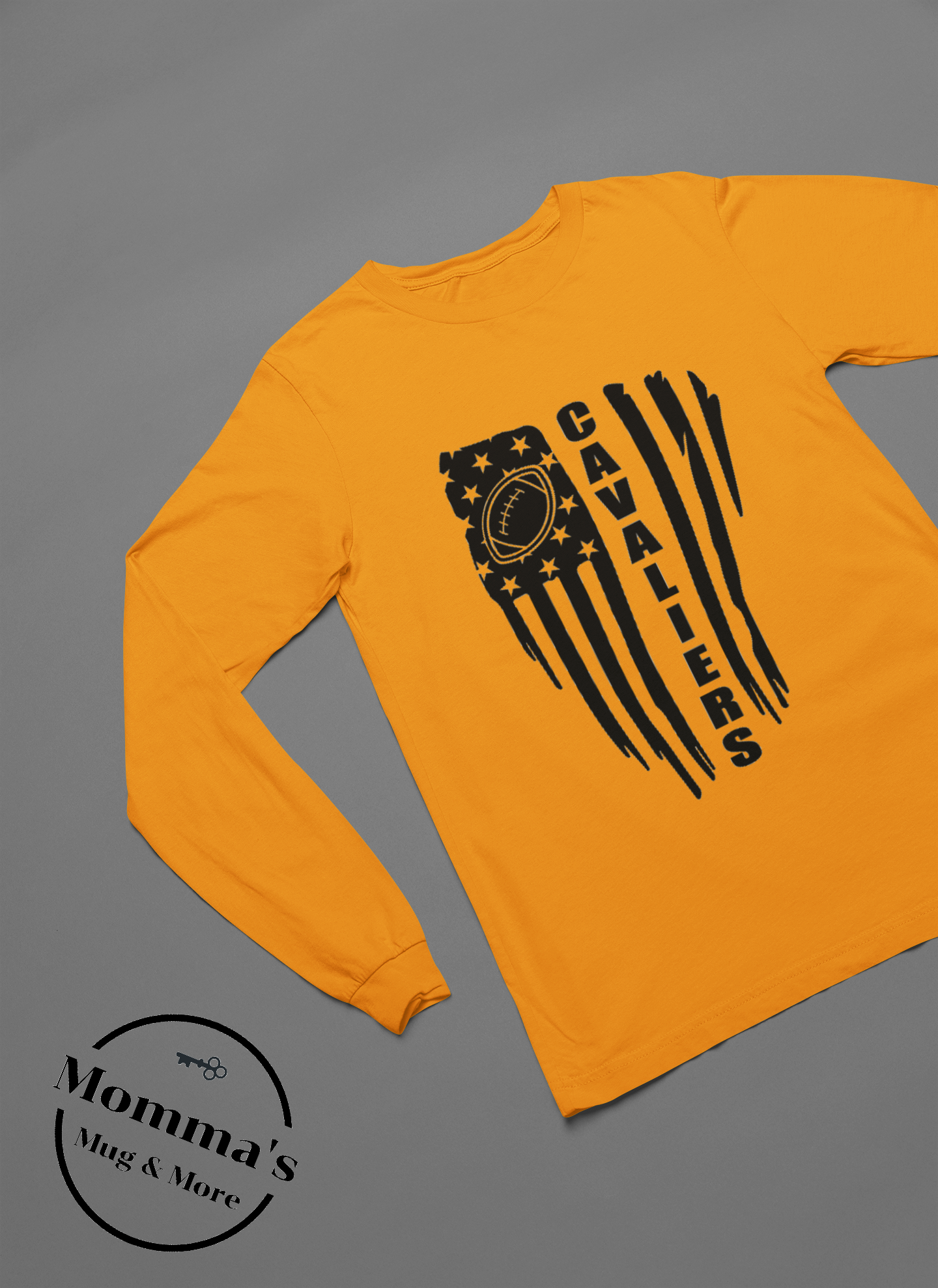 CORUNNA CAVALIER FOOTBALL FLAG SLEEVED TEE GOLD .png