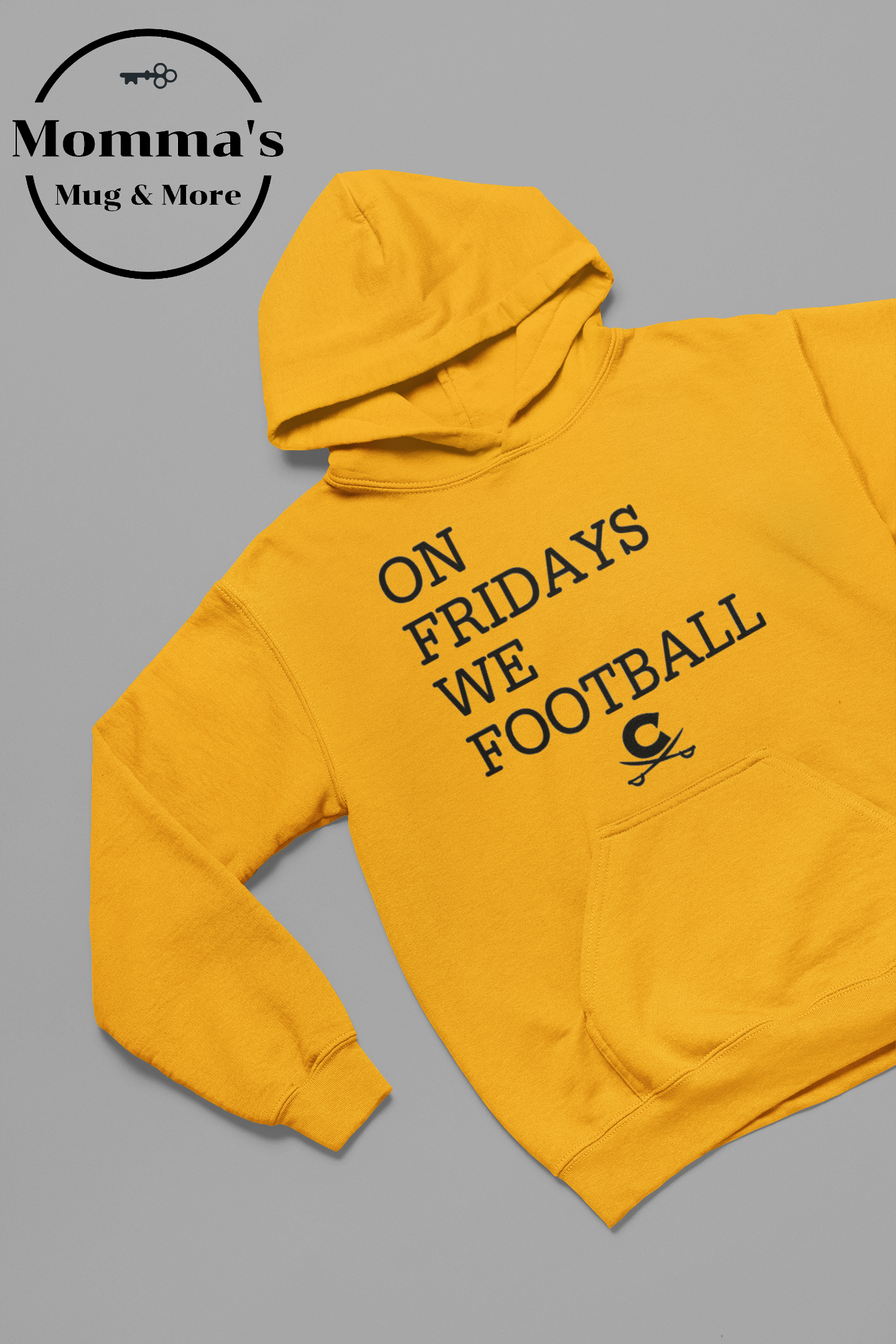 ON FRIDAYS WE FOOTBALL WITH CROSS SWORDS GOLD HOODIE.png
