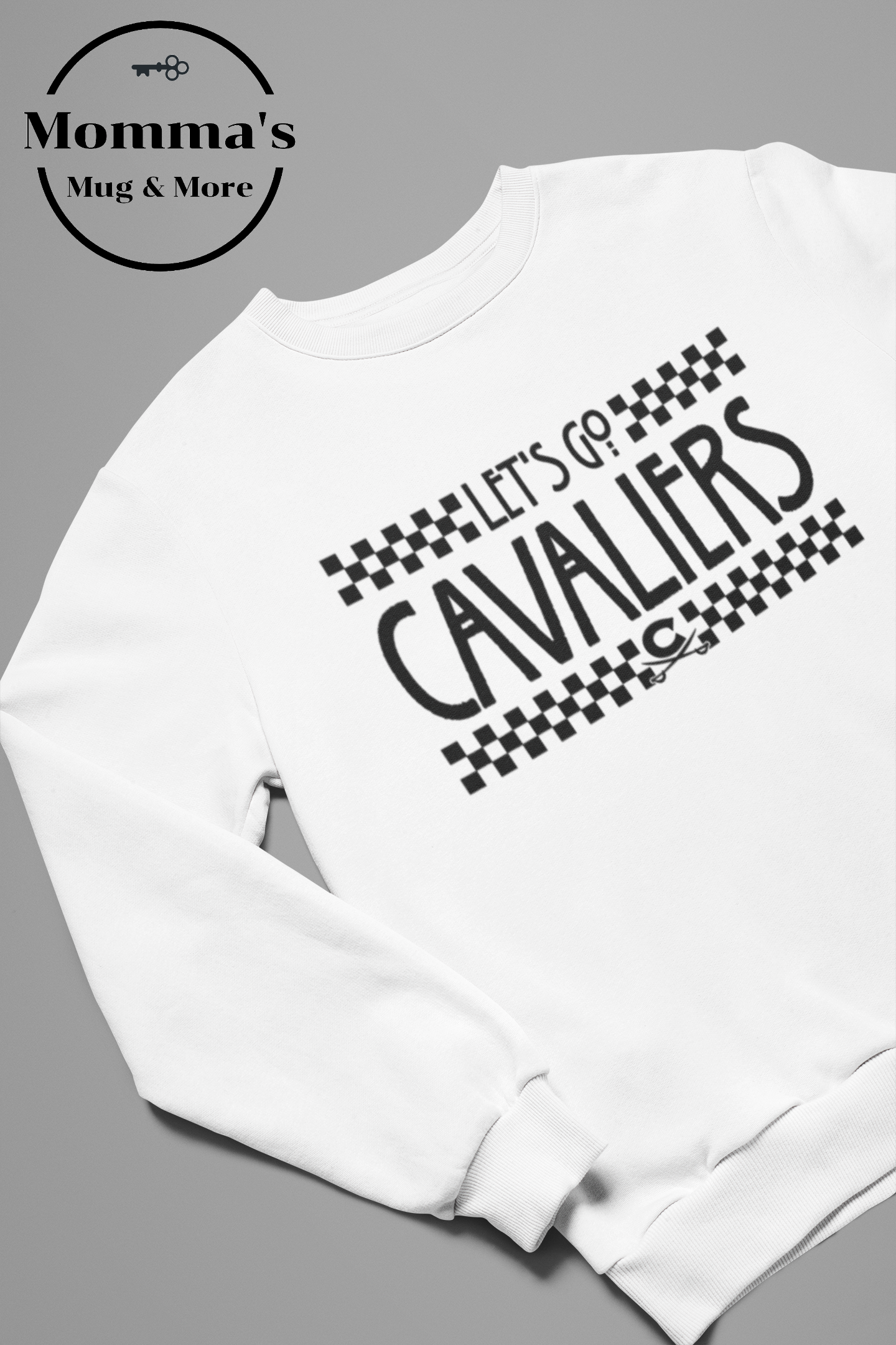 LET'S GO CORUNNA CAVALIERS CHECKERED WHITE SWEATSHIRT.png (Copy) (Copy)