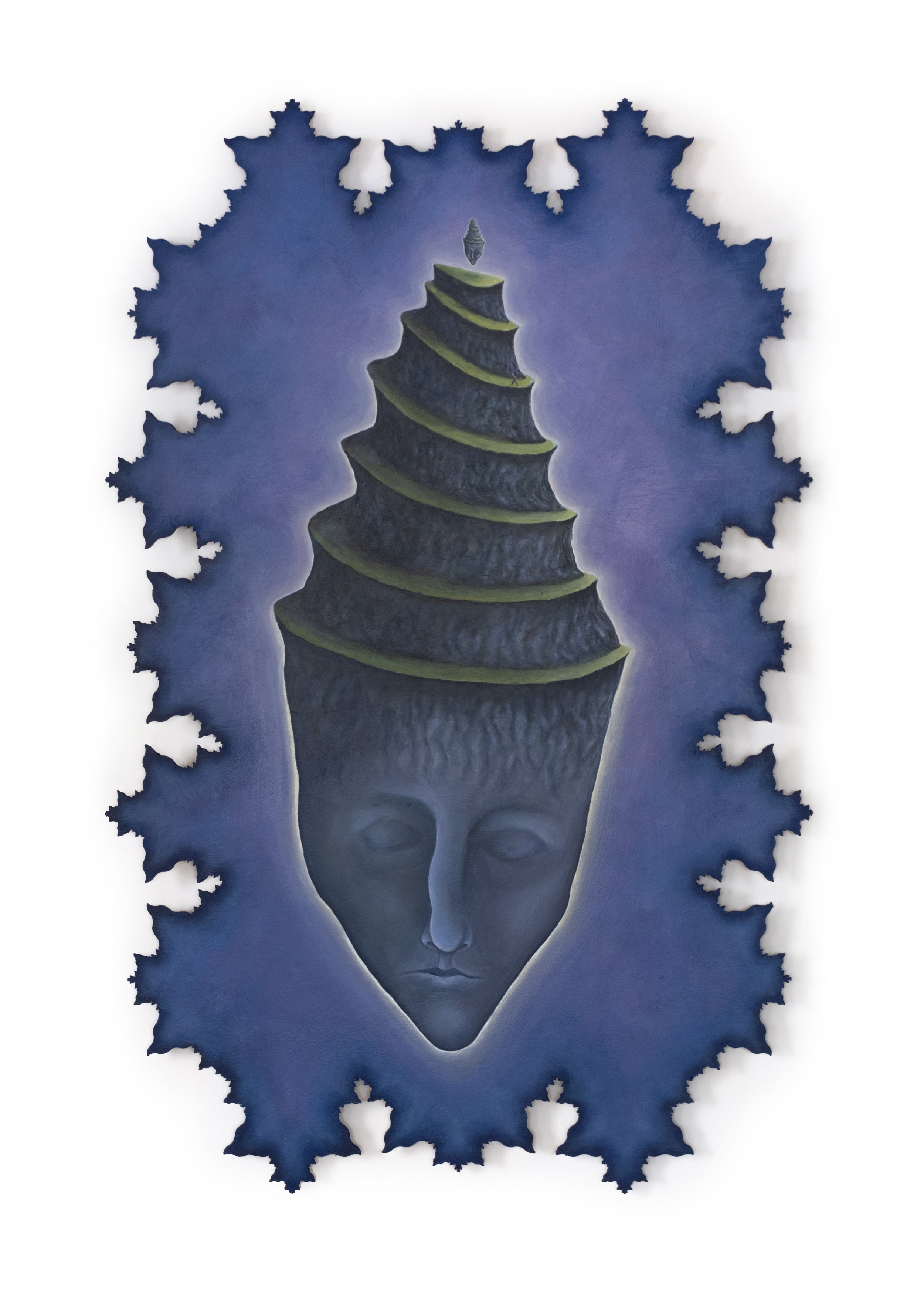 "Pilgrimage". Acrylic on panel (2022). Customized frame by Koosha Atashgard.