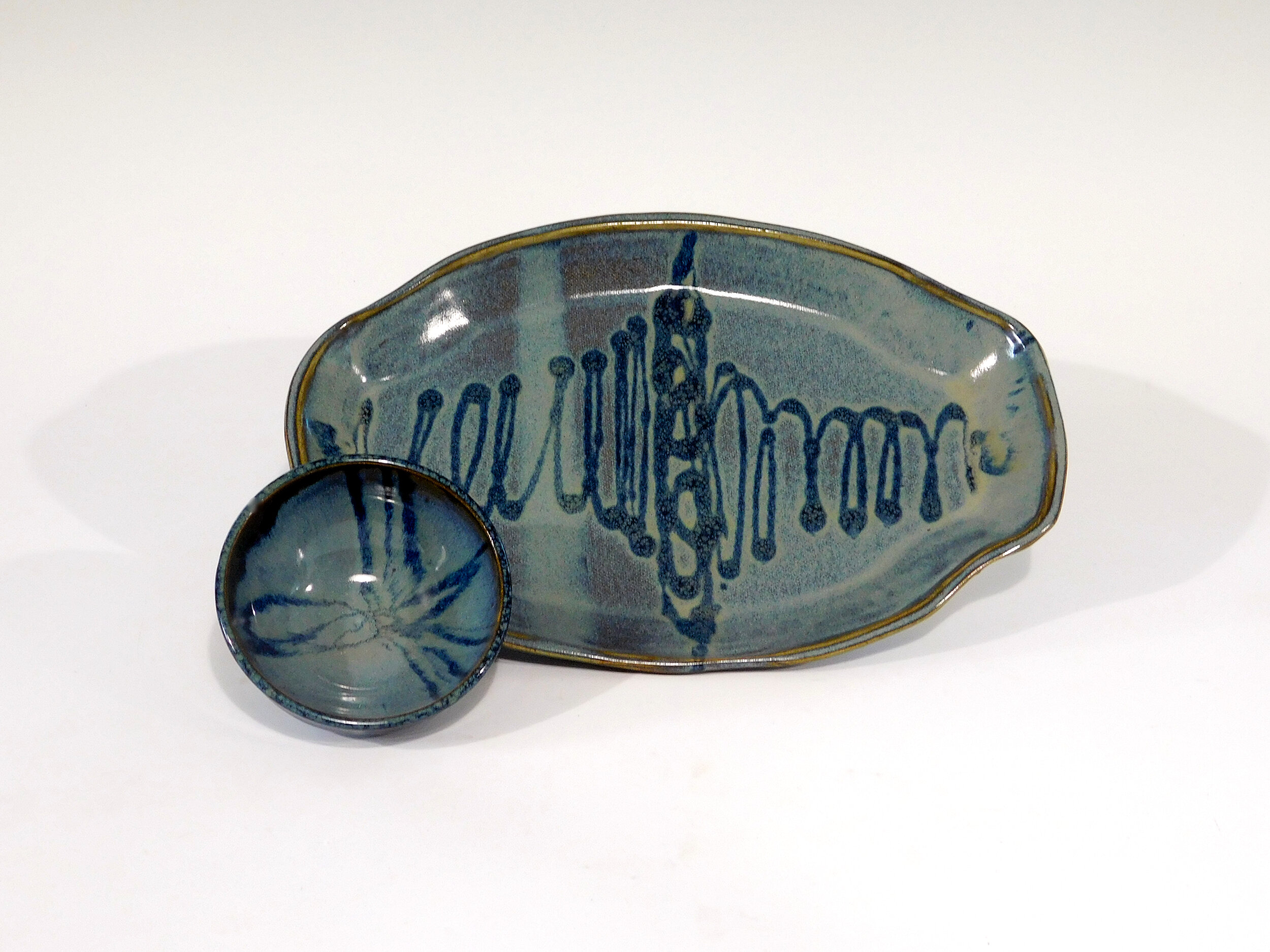 Oval Serving Tray and Dip Bowl