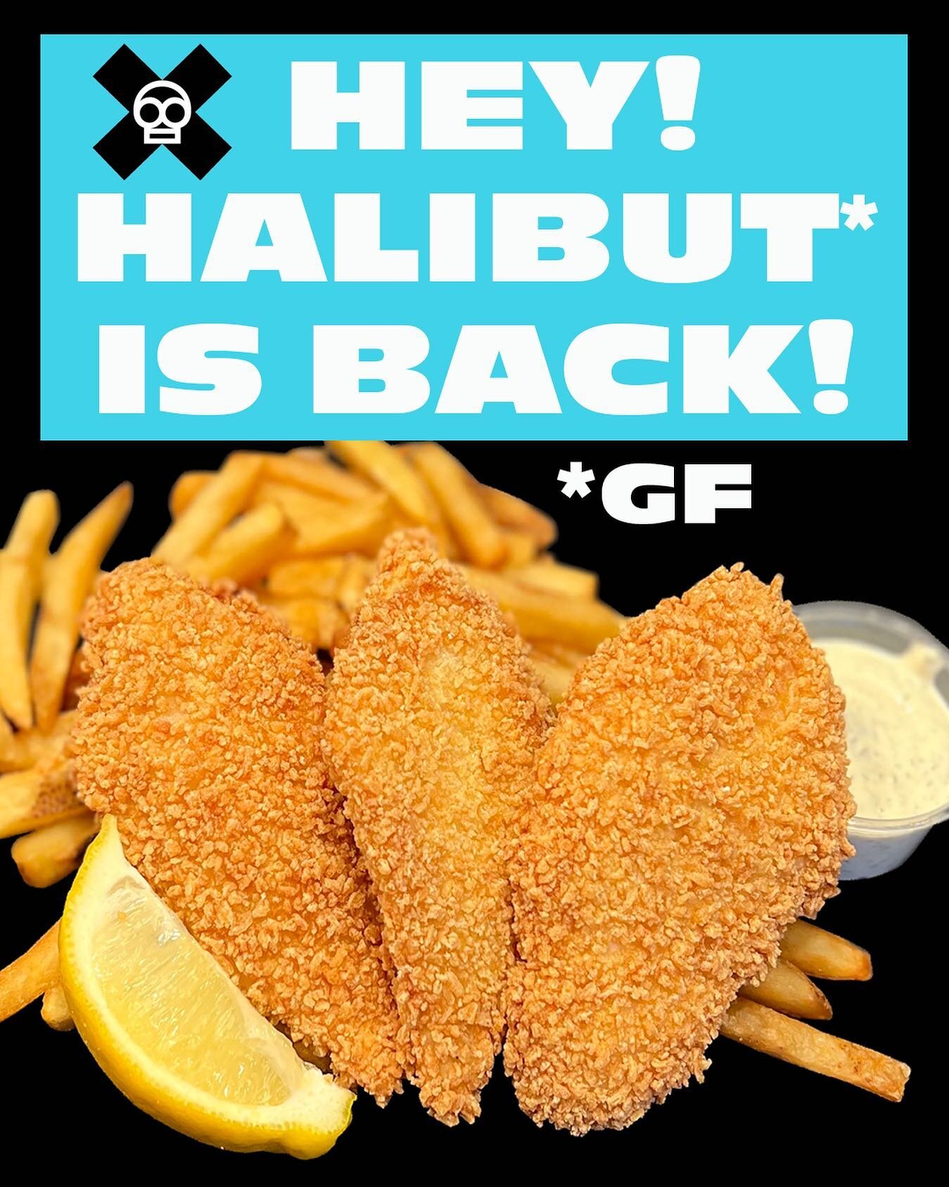 Our wild-caught halibut is back in stock! Order yours today!! 
W 11th - Drive thru, dine-in or carry out, or have it delivered via Grubhub, DoorDash, Uber Eats or Postmates.
River Rd - Call ahead (541)689-9464, dine-in or carry out, or have it delive