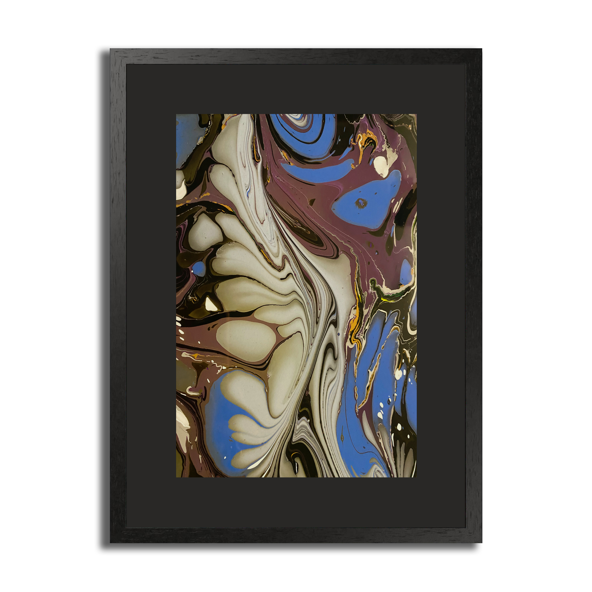 "Fluid Disco" Water Marbling Framed Wall Art