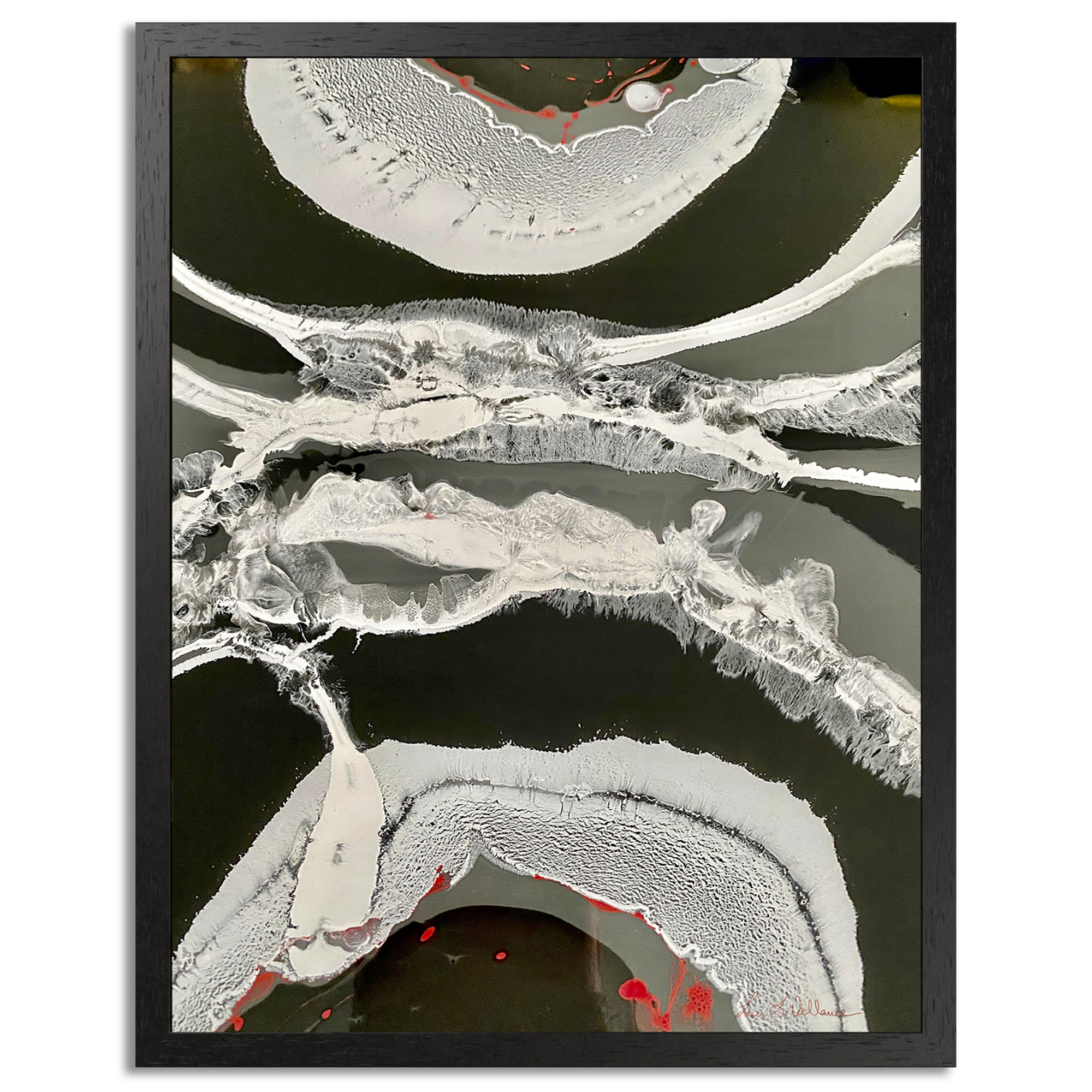 "Orbital Flow" Marbling Framed Wall Art