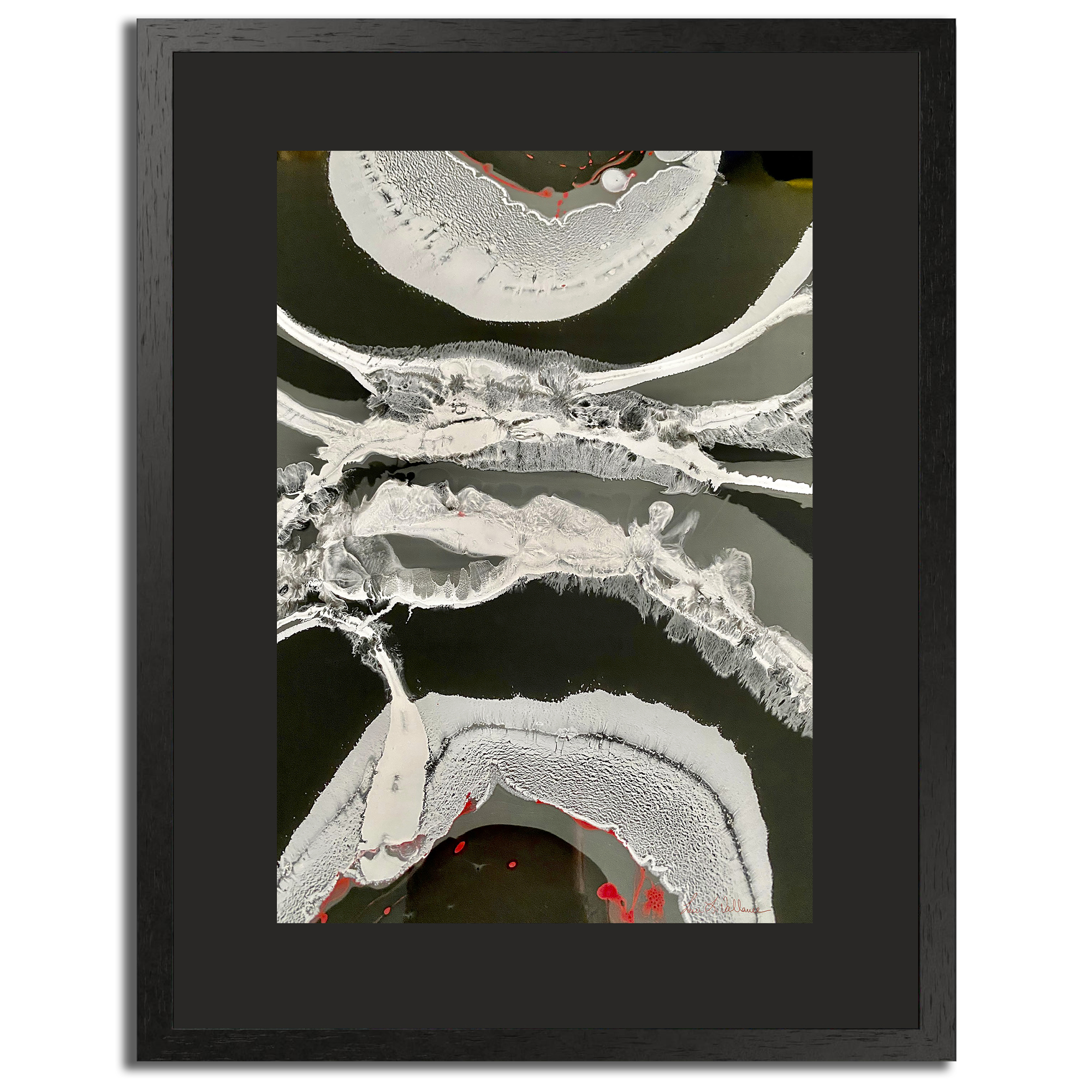 "Orbital Flow" Marbling, Signed, Framed Wall Art