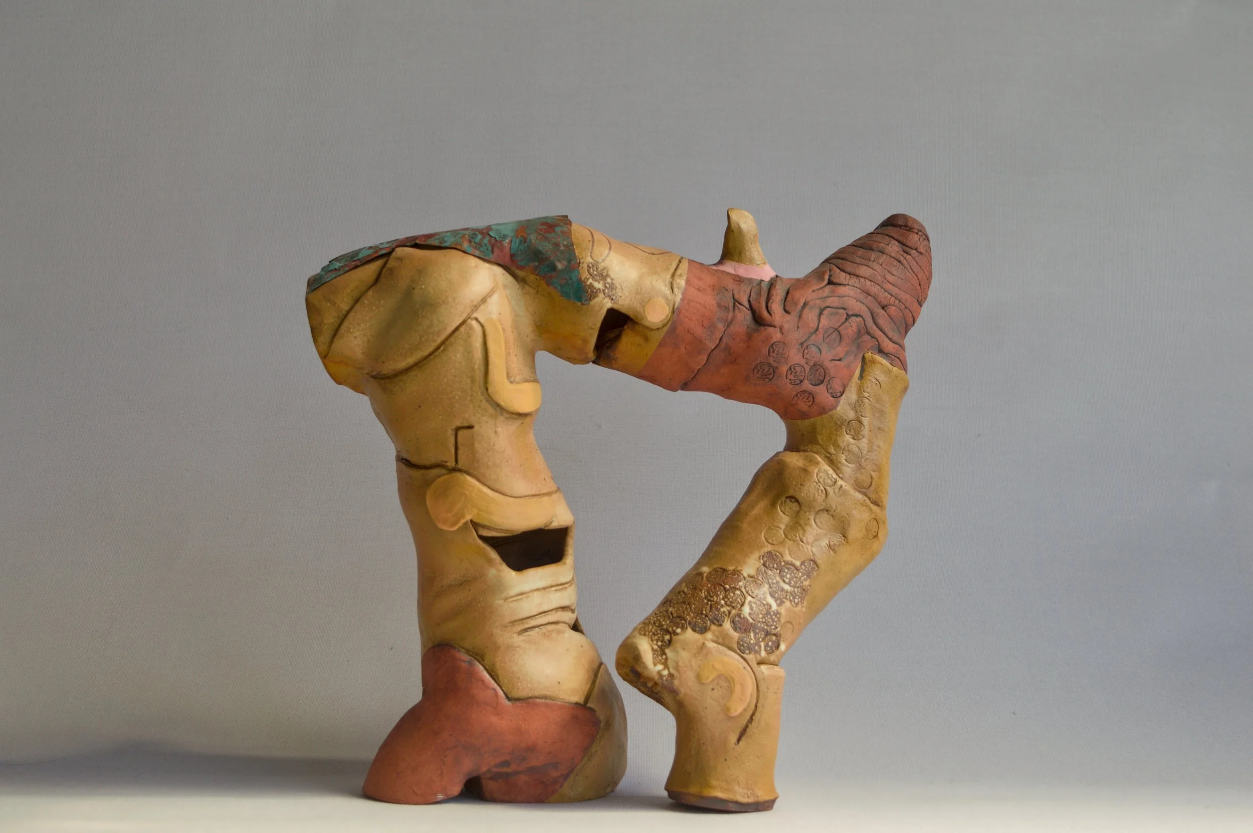 The Solace Gate |
Red Stoneware, Underglaze, Original Glaze, Patinated Copper |
11"x11"x3" |
2021