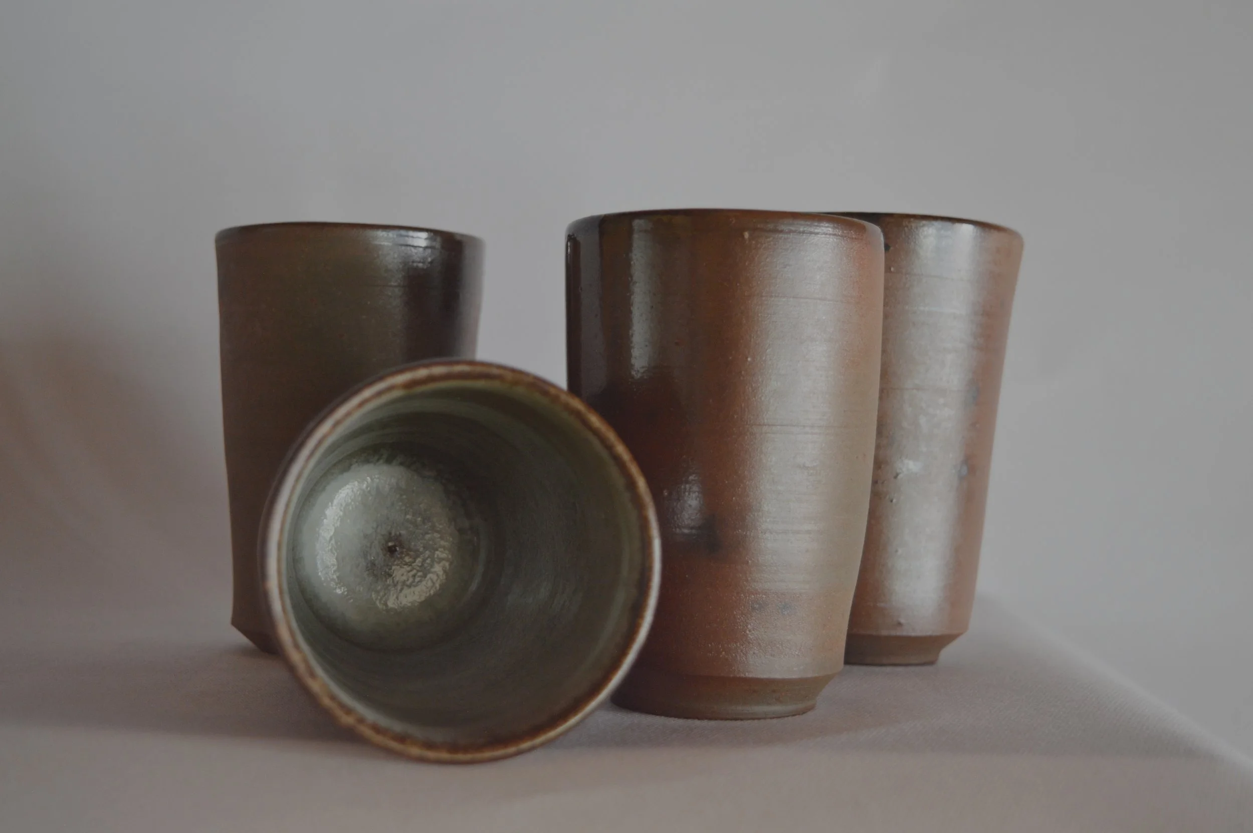 Set of Woodfired Bizen Clay Tumblers