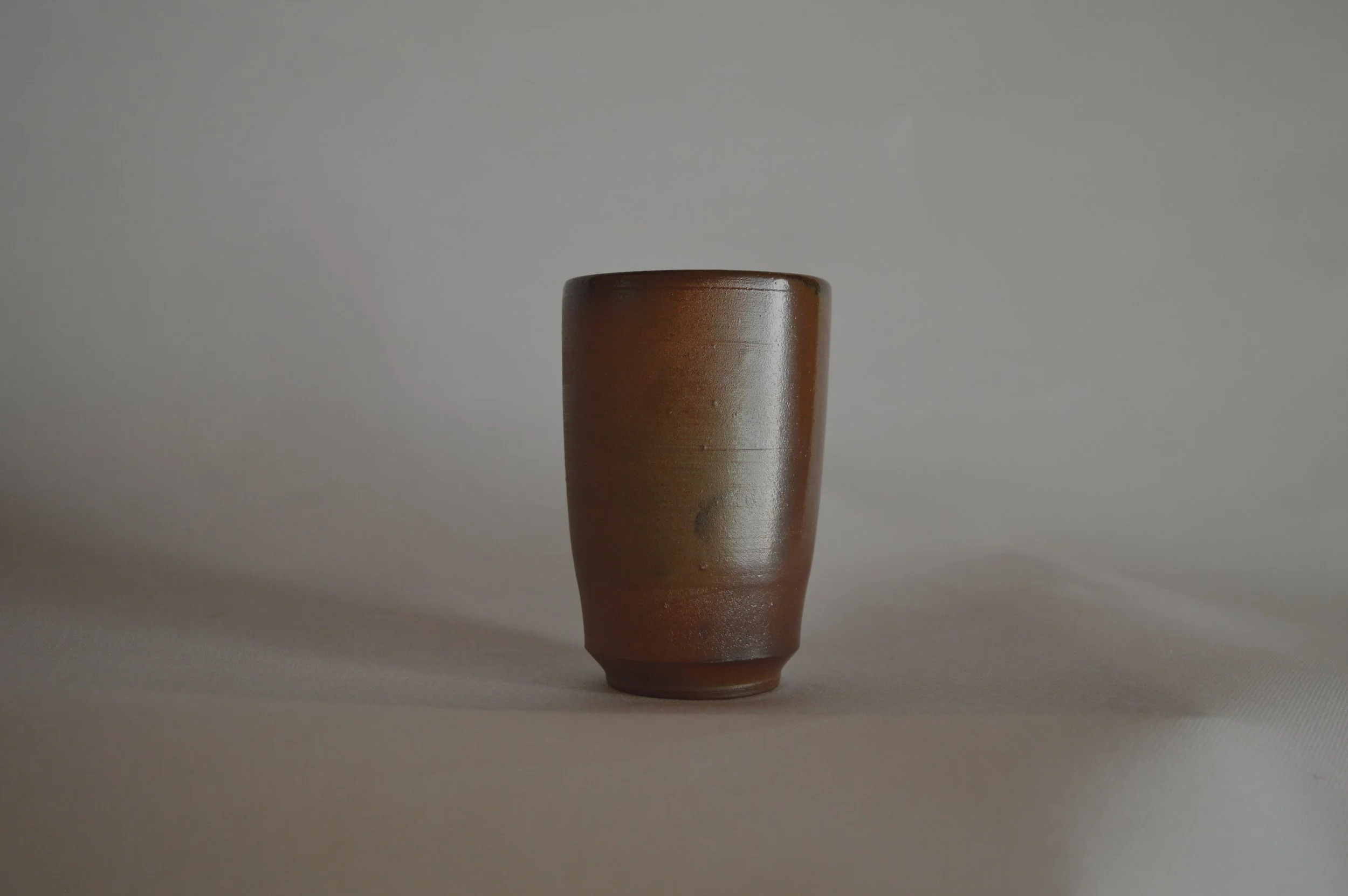 Handcrafted Bizen Tumbler with White Straw Ash Liner - Woodfired Finish