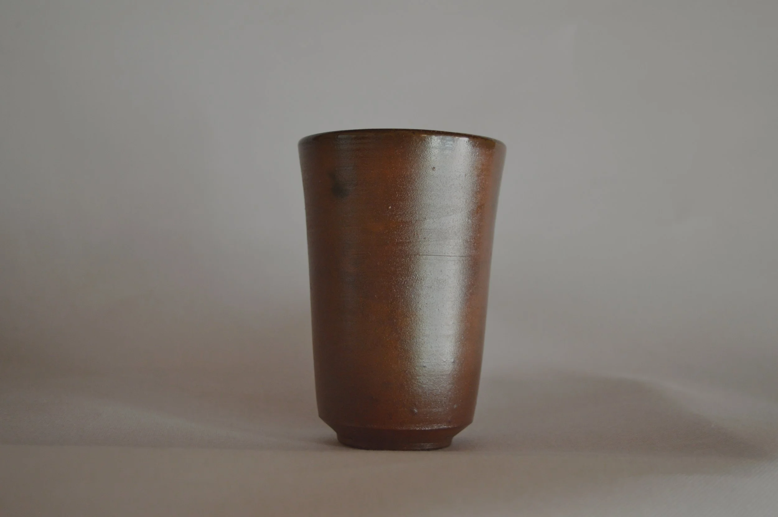 Woodfired Bizen Stoneware Tumbler with White Straw Ash Liner Glaze