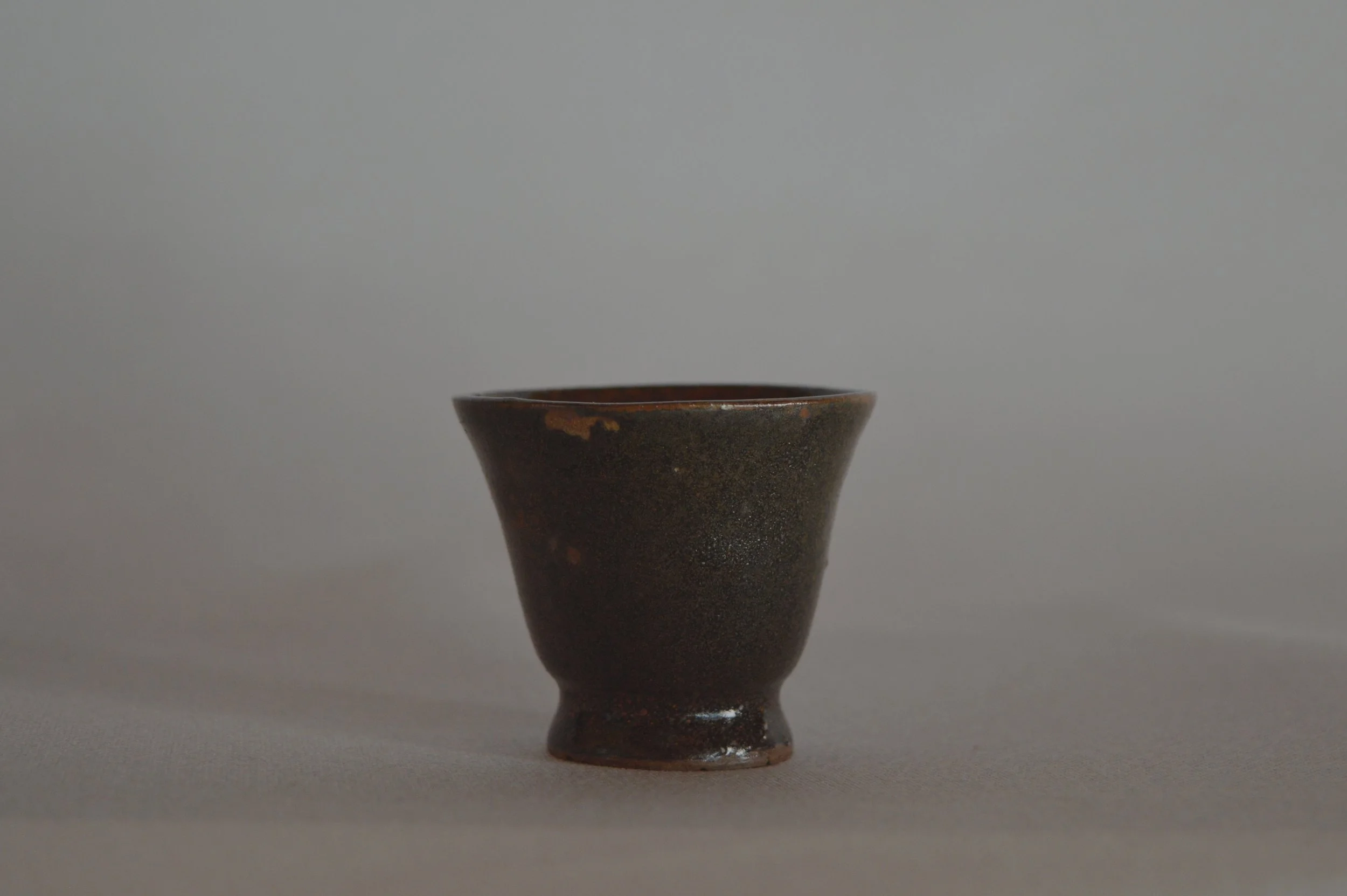 Woodfired Bizen Stoneware Tea Tasting Cup with Red Iron Glaze