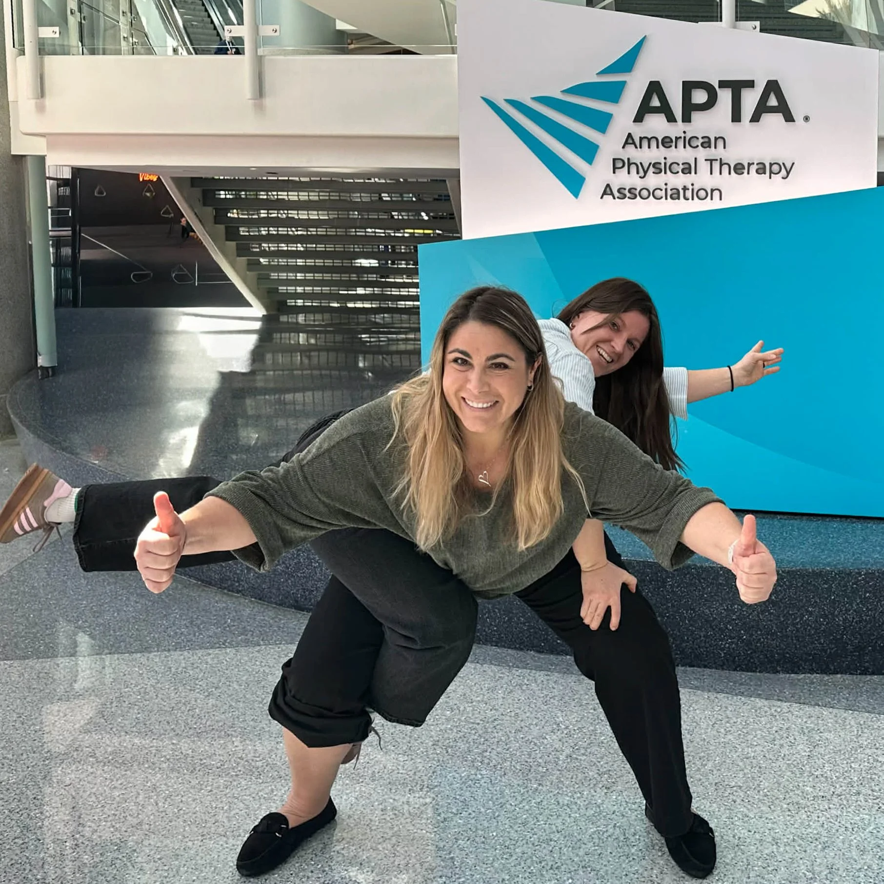  Good energy and good company at APTA CSM 2026! Danielle Sartori, Doctor of Physical Therapy and a colleague bringing The Knee Joint spirit to the convention floor. 
