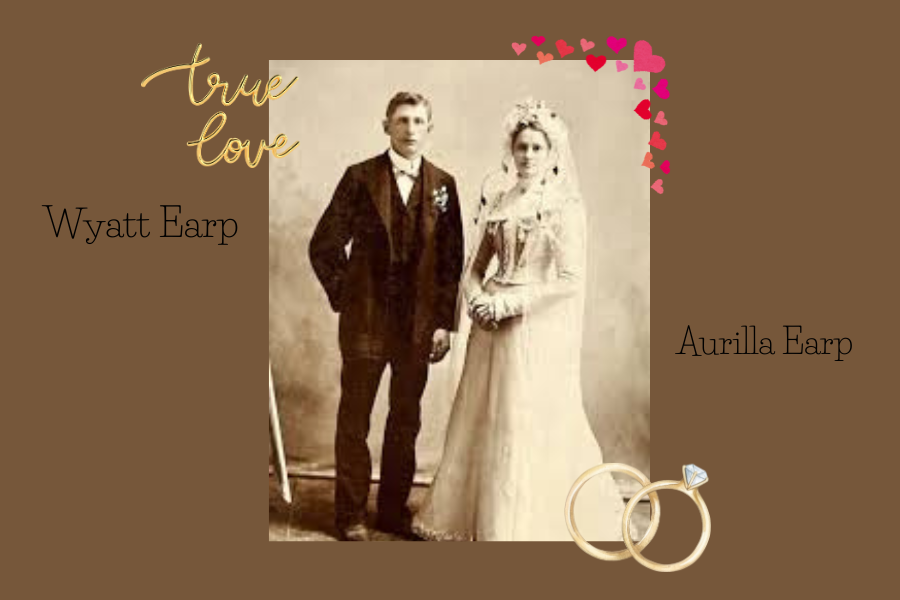 A couple getting married in the 1800s