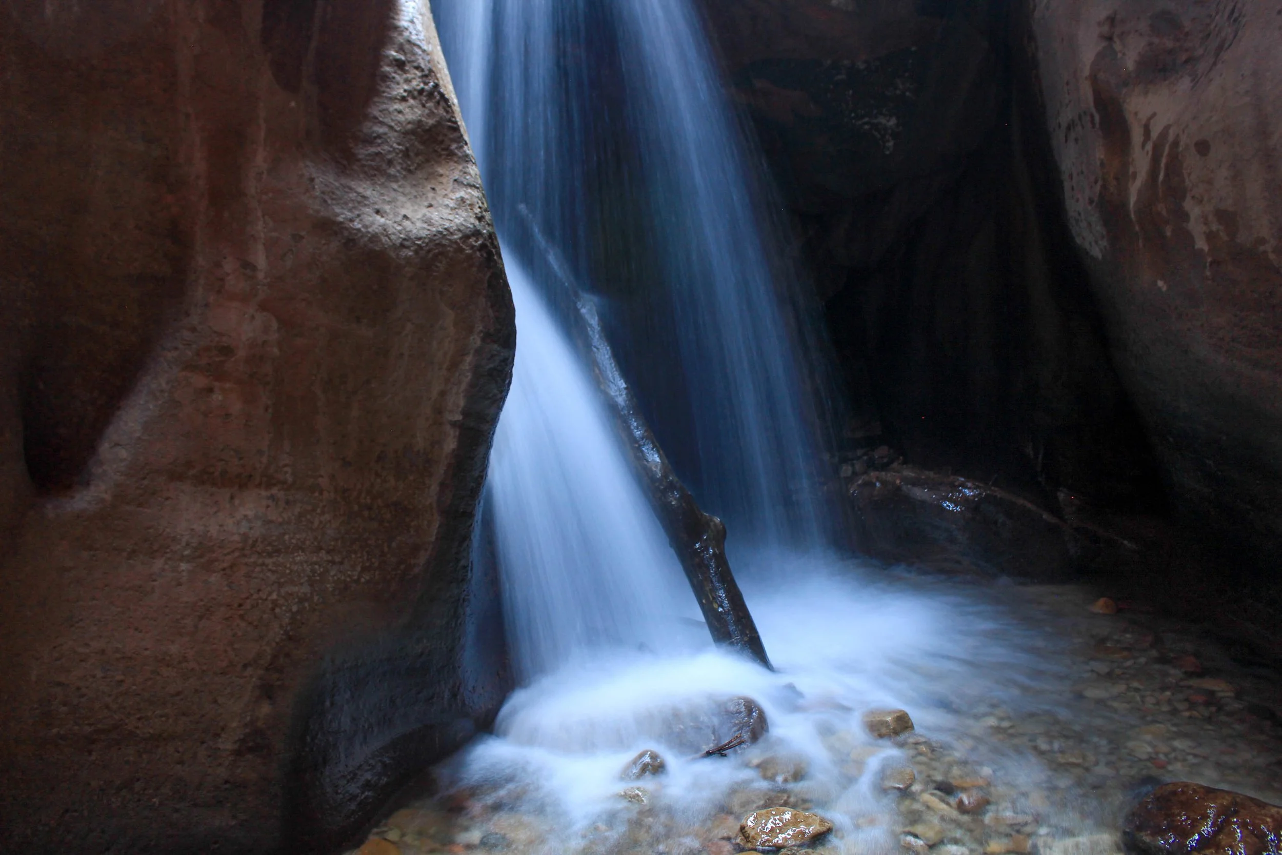 Amazing waterfall in slot canyon