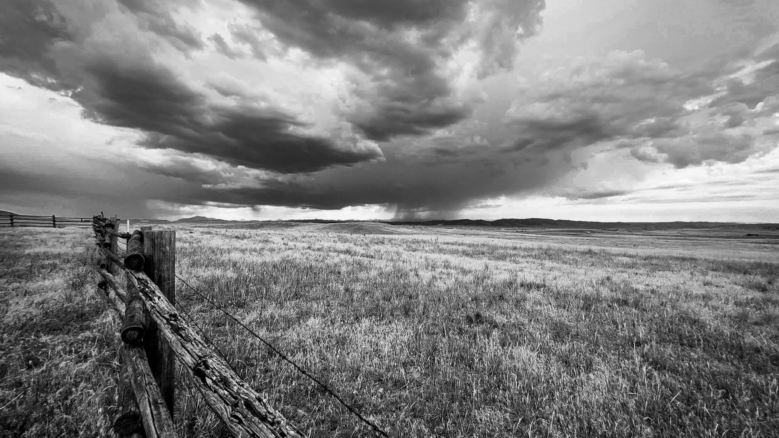 A storm approaches Douglas, Wyoming