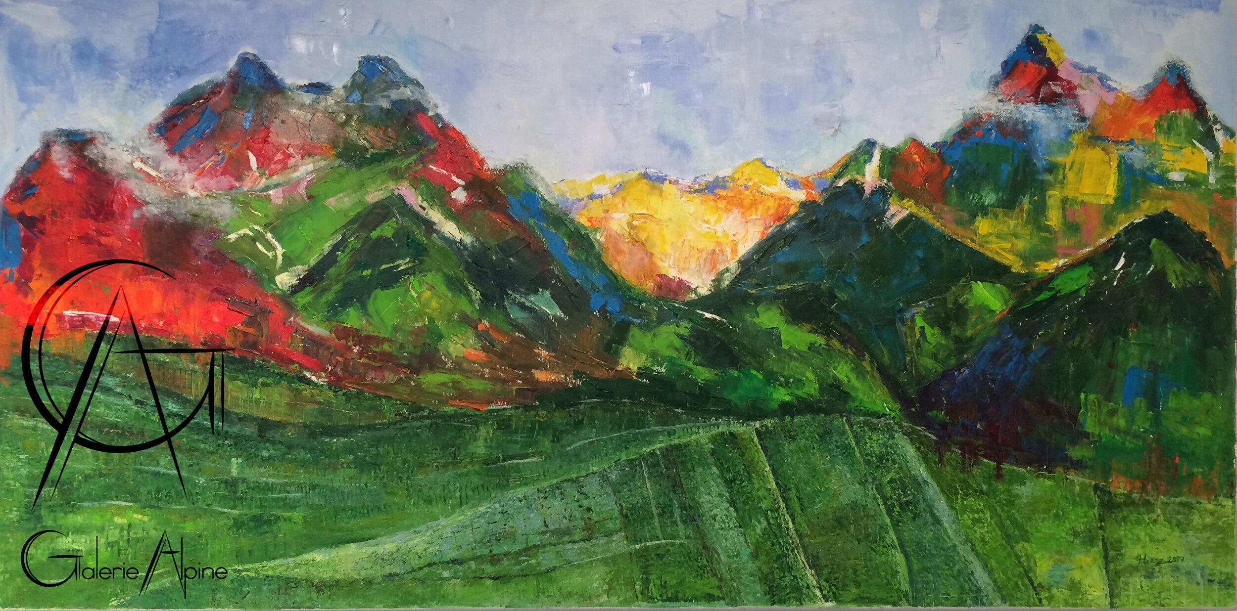 Heena Sheth - Mountains in Abstract - Oil on canvas - 70x140cm.jpg