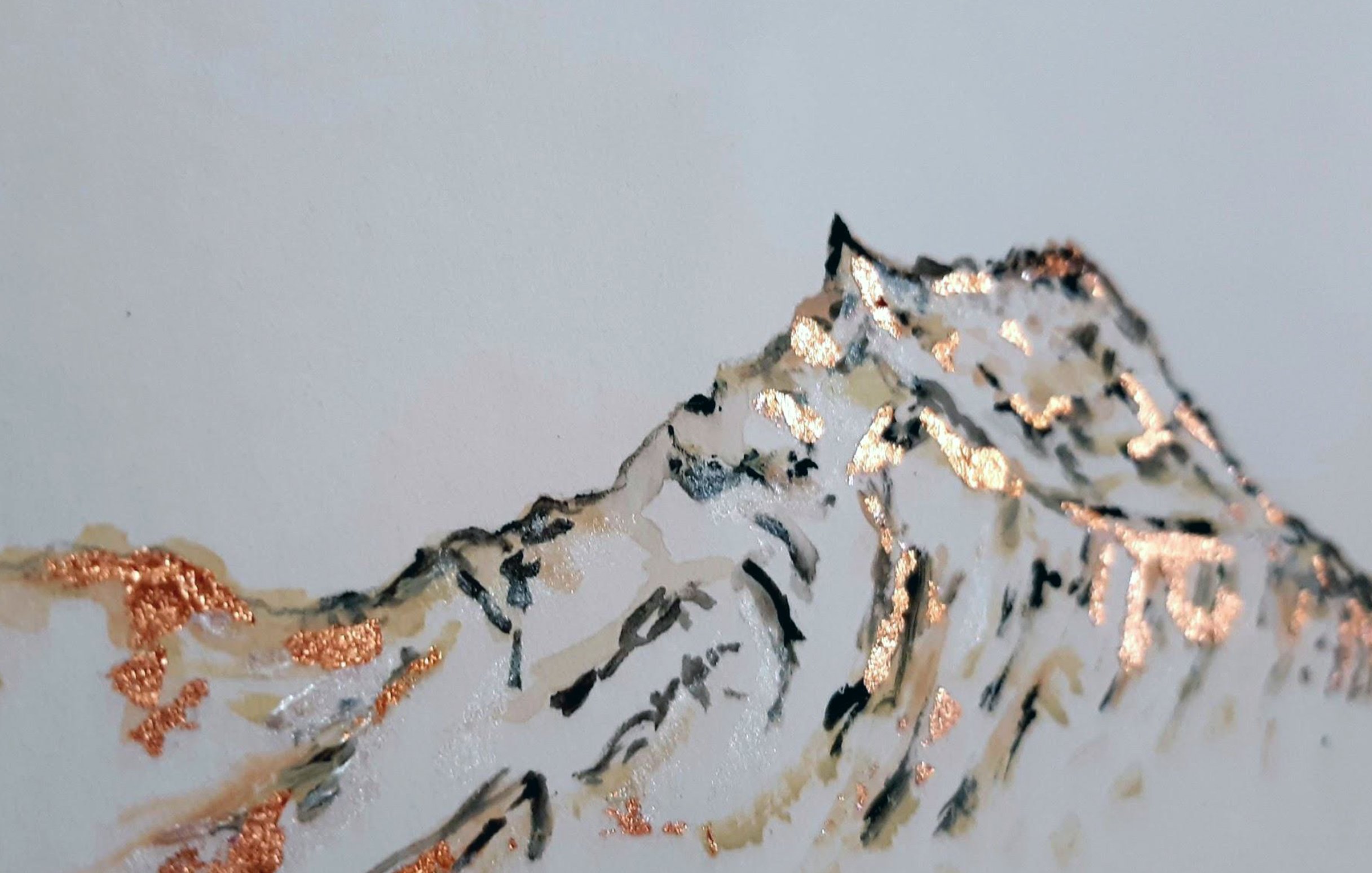  Acrylic painting with copper highlights of the Dents du Midi, Switzerland 
