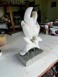 Sea Spiral in Alabaster on a granite base  45 cm high