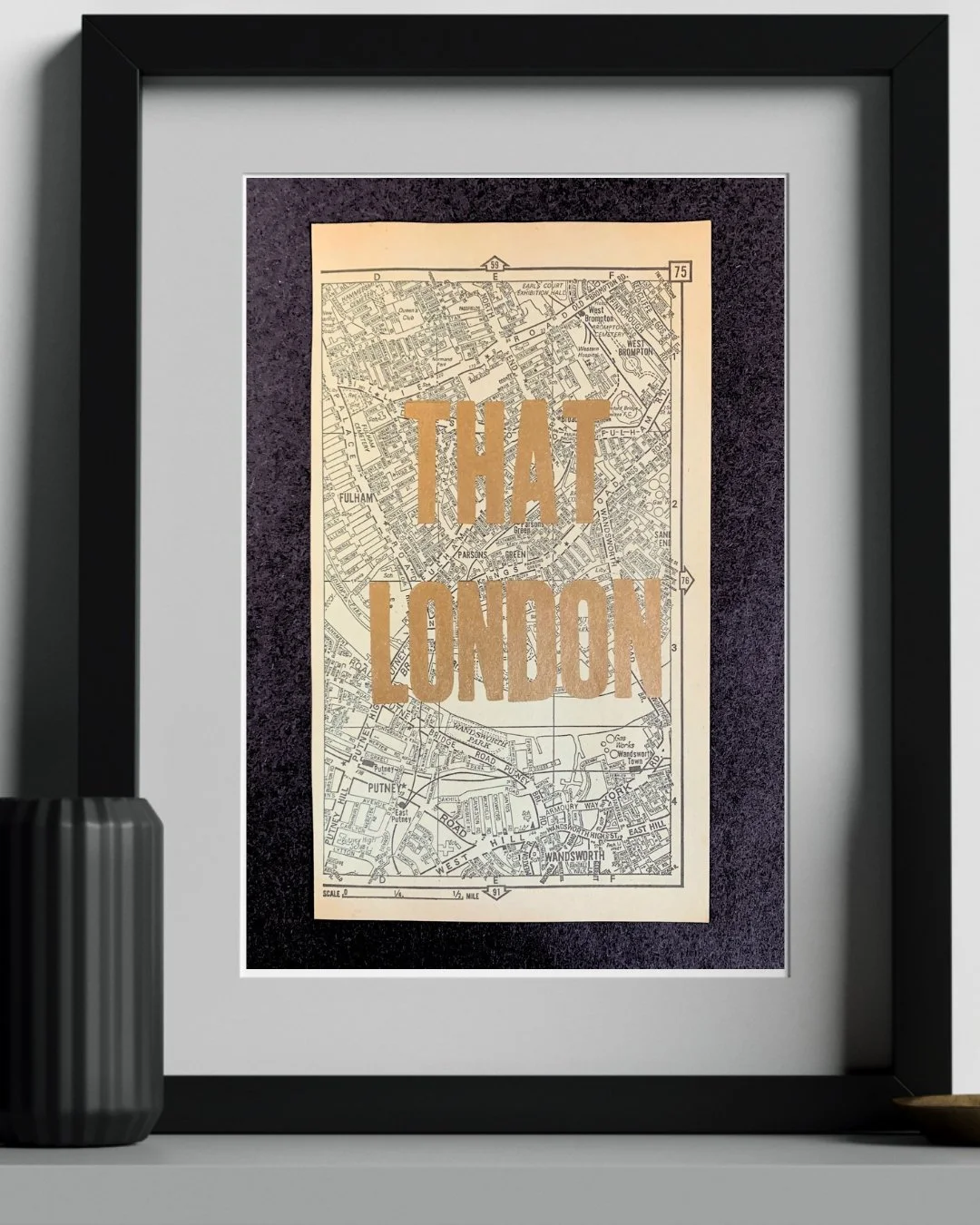 THAT LONDON // Original letterpress print on vintage A to Z map pages