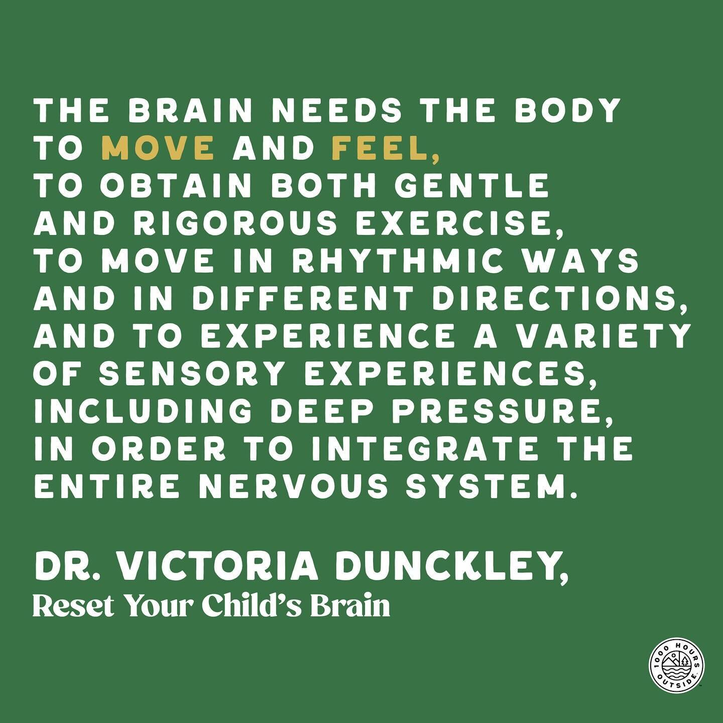 Move and feel &hearts;️ The brain needs both!! 

What a great weekend reminder!! Schedule in a little long-distance looking, some moving, and some feeling. 

This video clip with Dr. Victoria Dunckley is great!! Save and share 🙂

#1000hoursoutside #