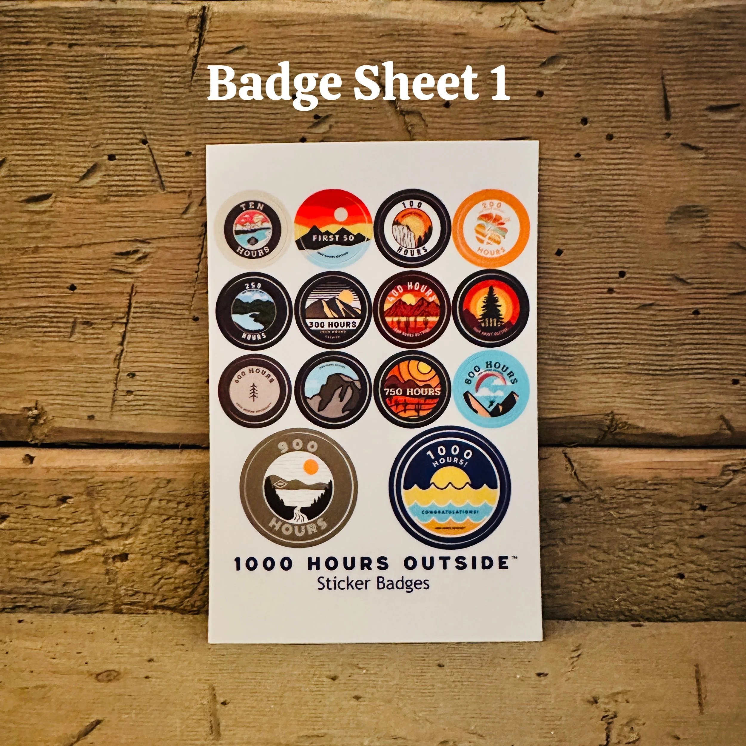 Sticker Badge Sheet — 1000 Hours Outside