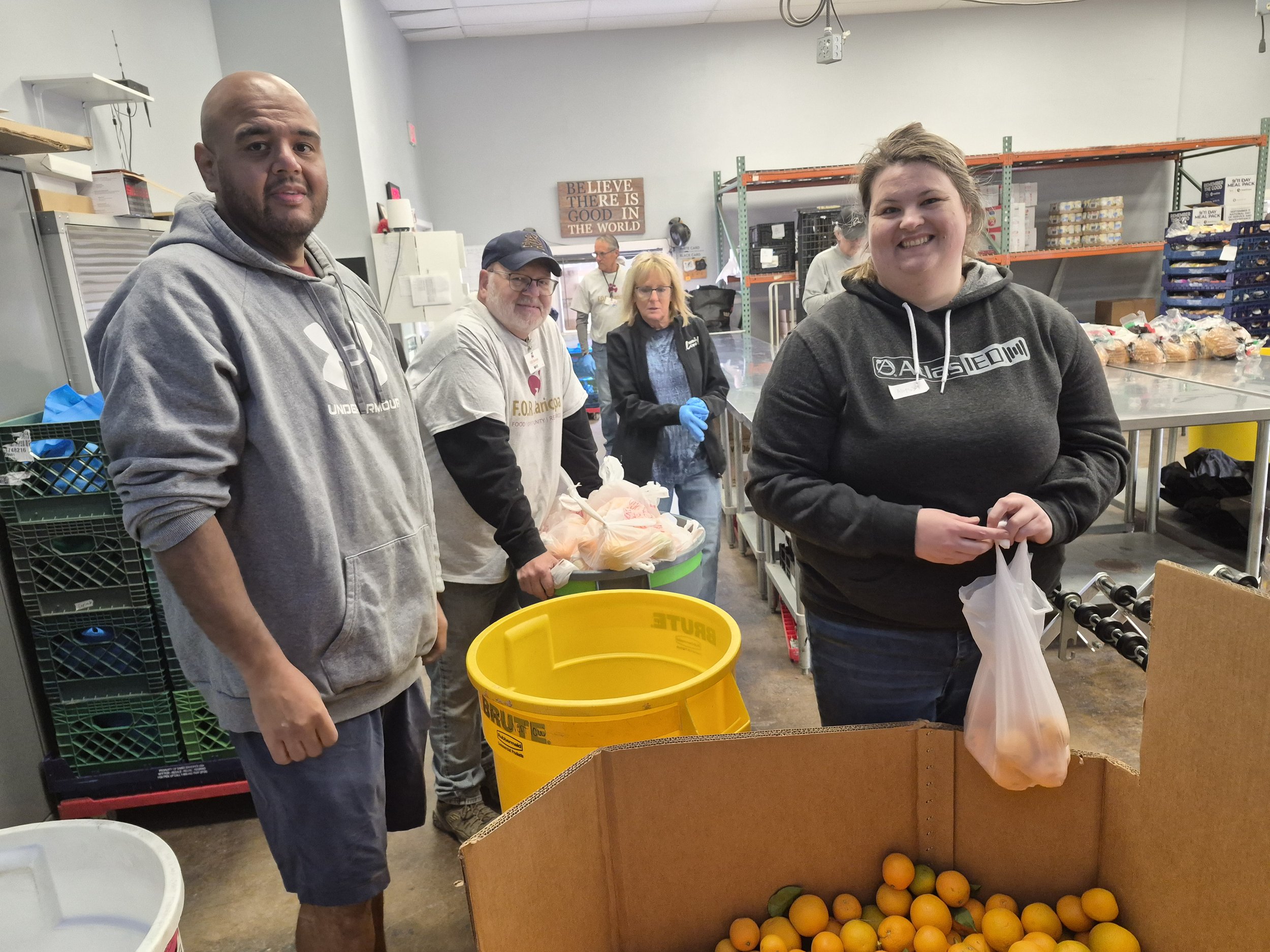 Volunteers during distribution day