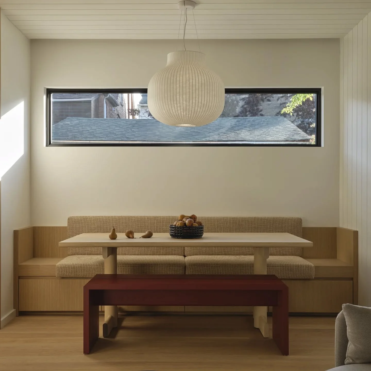 Nutmeg House. Trestle table and red bench designed by @simoneferkul and photographed by @riley_s_photo . There were also a pair of bedside tables and a custom picture frame that were done, more spectacular photos to come.
.
.
.
#design #architectural