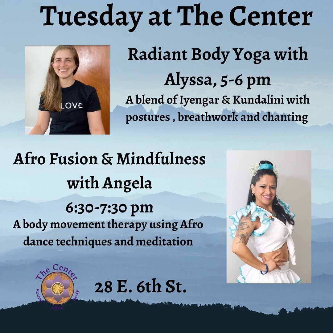 What I like to call &ldquo;Terrific Tuesday&rdquo; at The Center. Two amazing teachers, two amazing classes with @thesongwithinyoga and @lapcreativehub. Link to register in bio. #yoga#kundalini#radiantbodyyoga#afrofusion#dance#movement#wellness#mindf