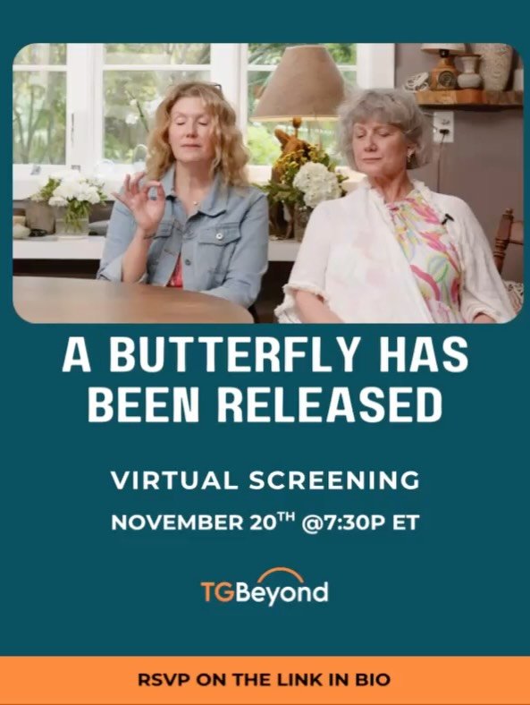 Please join us for our next screening Thursday night,  Nov 20th at 730p ET. 🎬🎥
⁠
We&rsquo;re hosting a virtual screening of our short documentary, &ldquo;A Butterfly Has Been Released,&rdquo; and we&rsquo;d love to see you there! ⁠🦋

This powerful