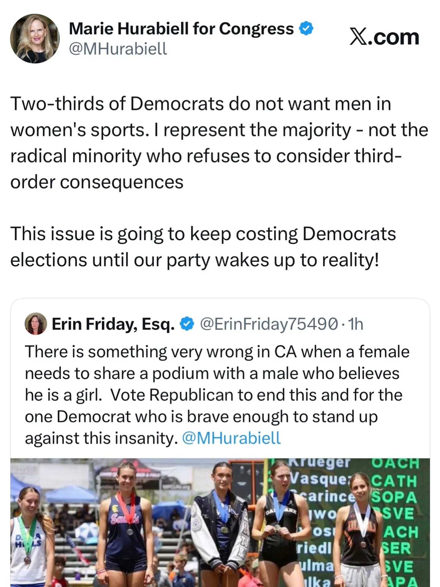 Democrats will continue to LOSE elections on this issue. Women everywhere have a right to privacy, safety and fairness! Wake up!