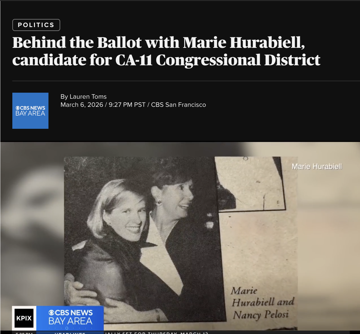 CBS: Behind the Ballot with Marie Hurabiell, candidate for CA-11 Congressional District