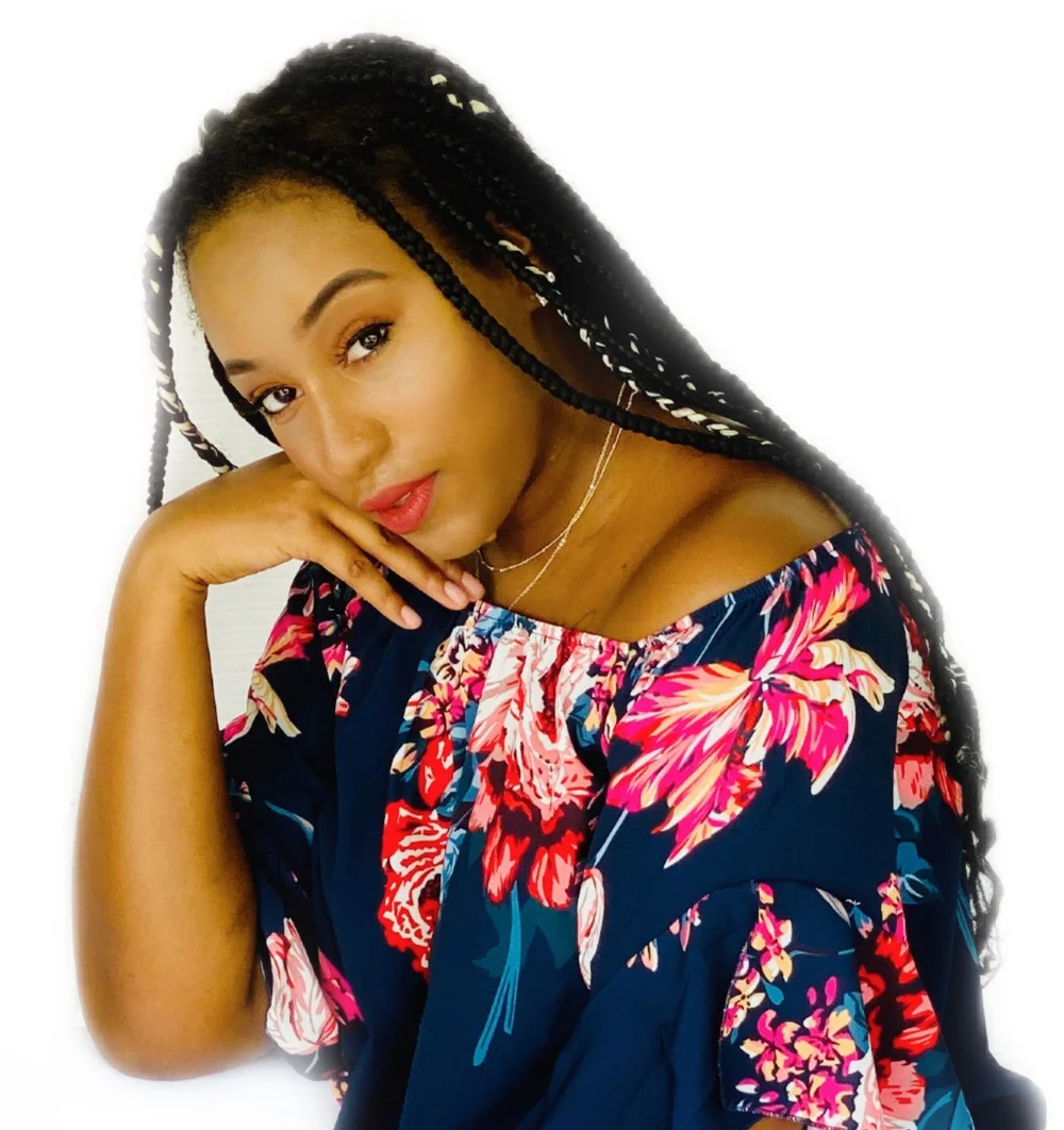 Close portrait of Lamesa Fleury wearing a floral top