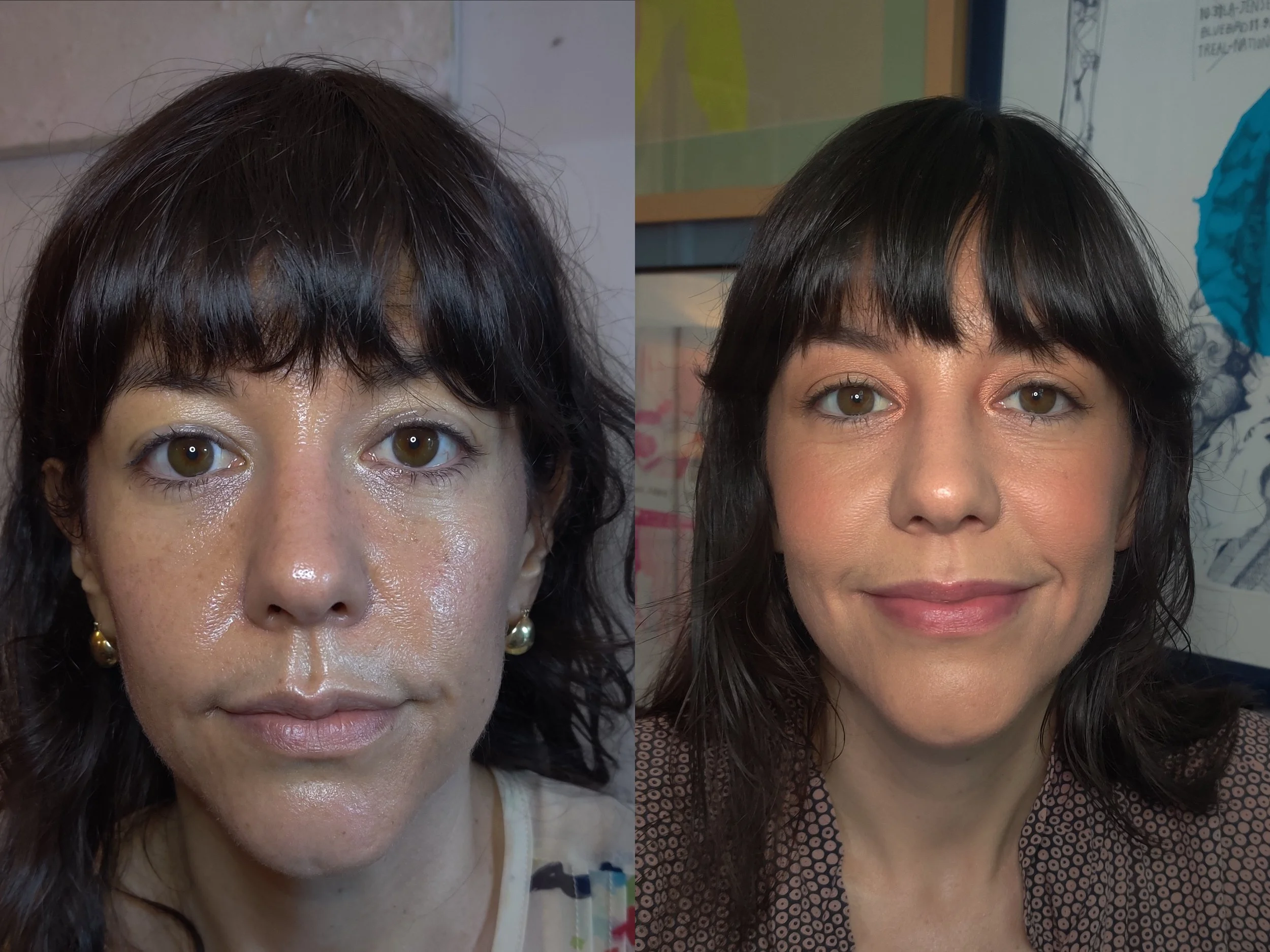 Beauty makeup; Before (left), After (right)