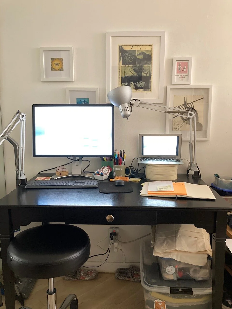 This is my desk where I work and sew!
