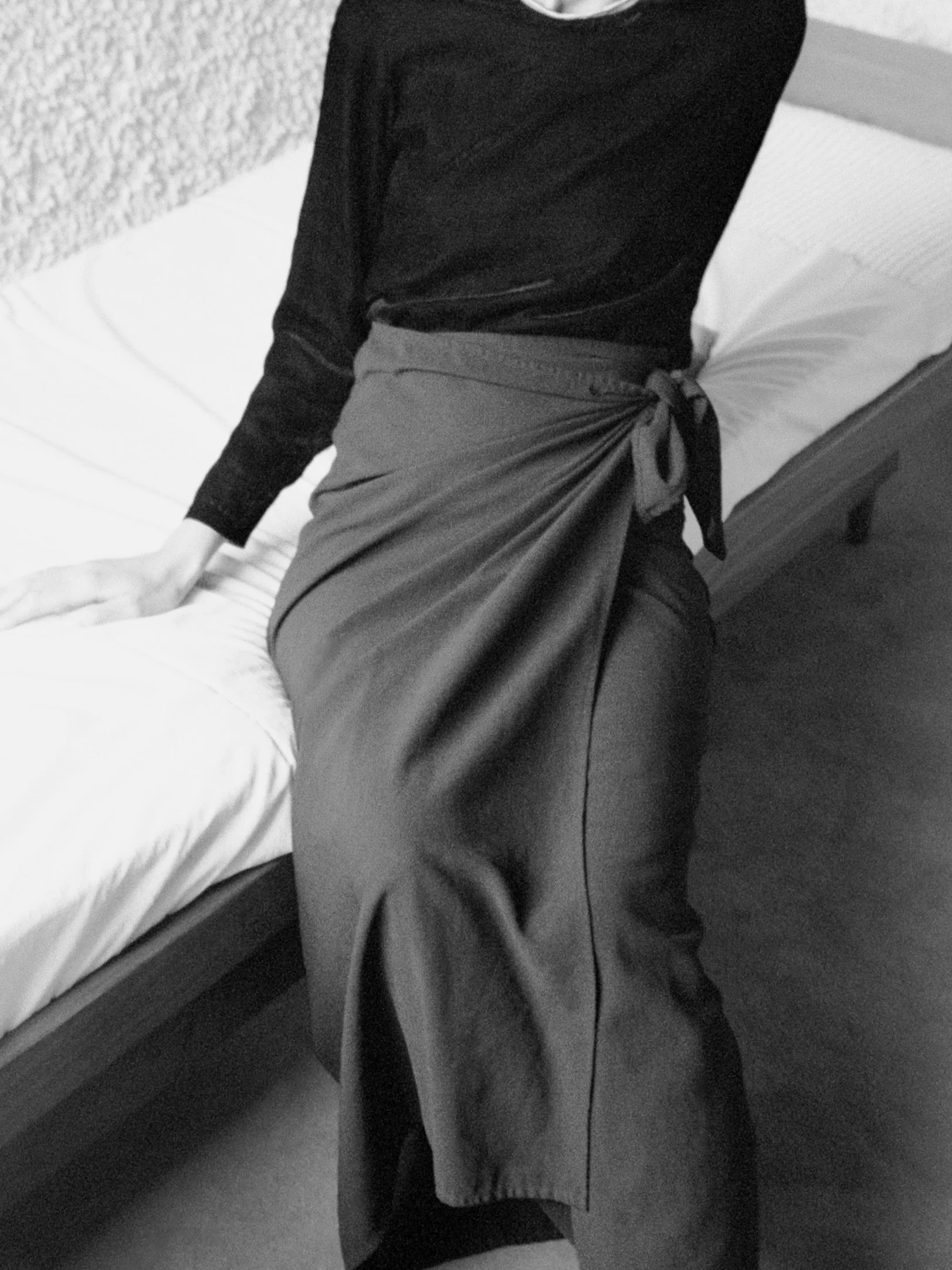 1990s Jil Sander wool sarong skirt
