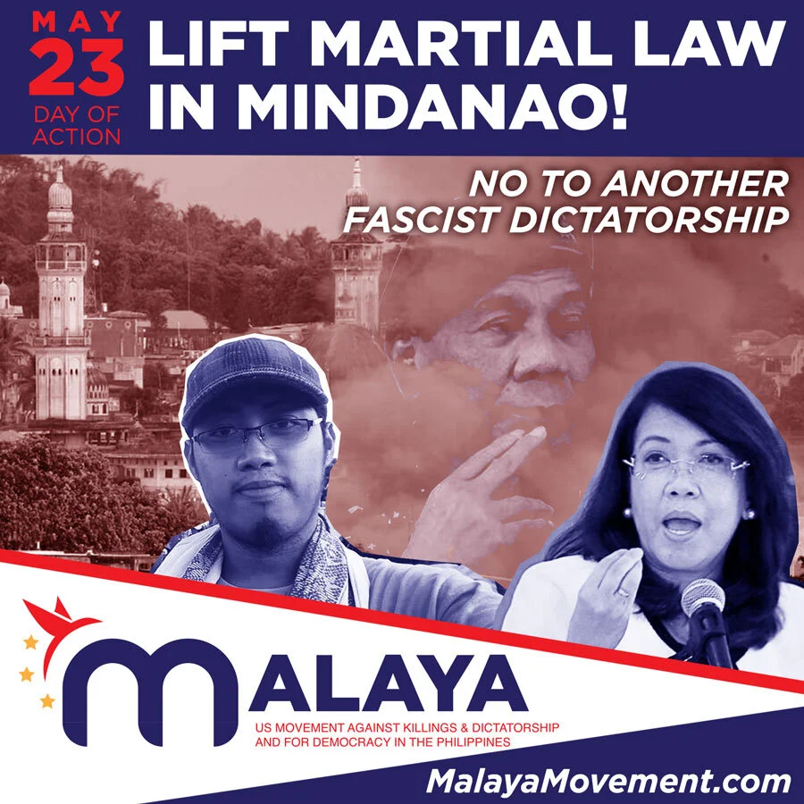 MAY 23 DAY OF ACTION: LIFT MARTIAL LAW IN MINDANAO! JUSTICE FOR JEROME! NO TO DICTATORSHIP! YES TO DEMOCRACY!