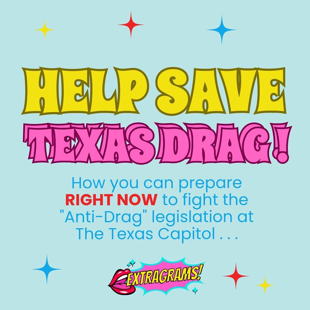 📣 We interrupt our normal showcase of fabulousness to let you know that Drag and our core rights of freedom of expression are under attack here in Texas (among other states). 
⠀⠀⠀⠀⠀⠀⠀⠀⠀
🚨 Here are a few very minor things that you can do RIGHT NOW t