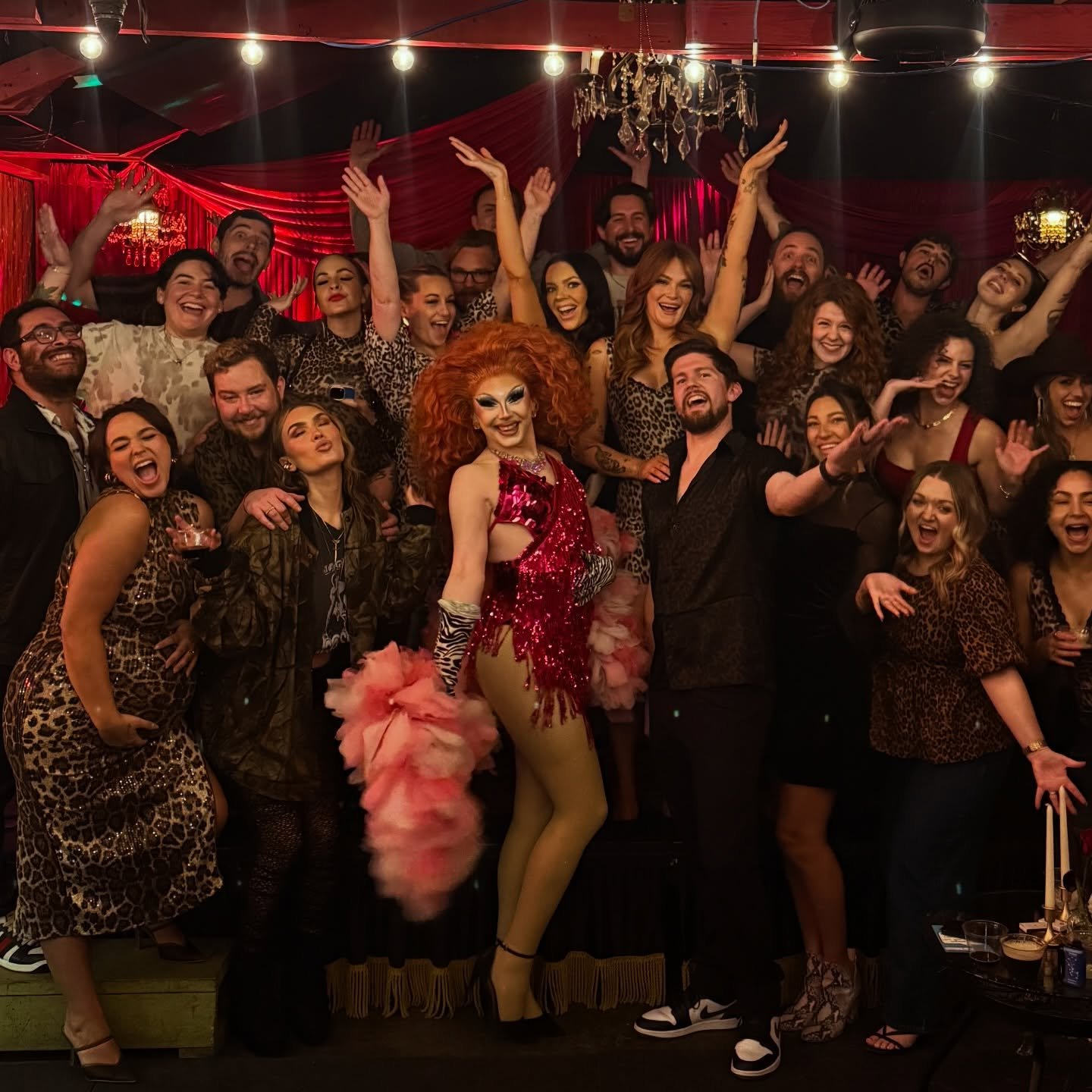Animal print 🐯 meets burlesque ✨ birthday party and we are HERE for the vibes!  We entered the party Extragram style, causing a scene and straight into performance. Then we stayed and led a full hour of 🎶 Musical Drag Bingo with a themed playlist. 