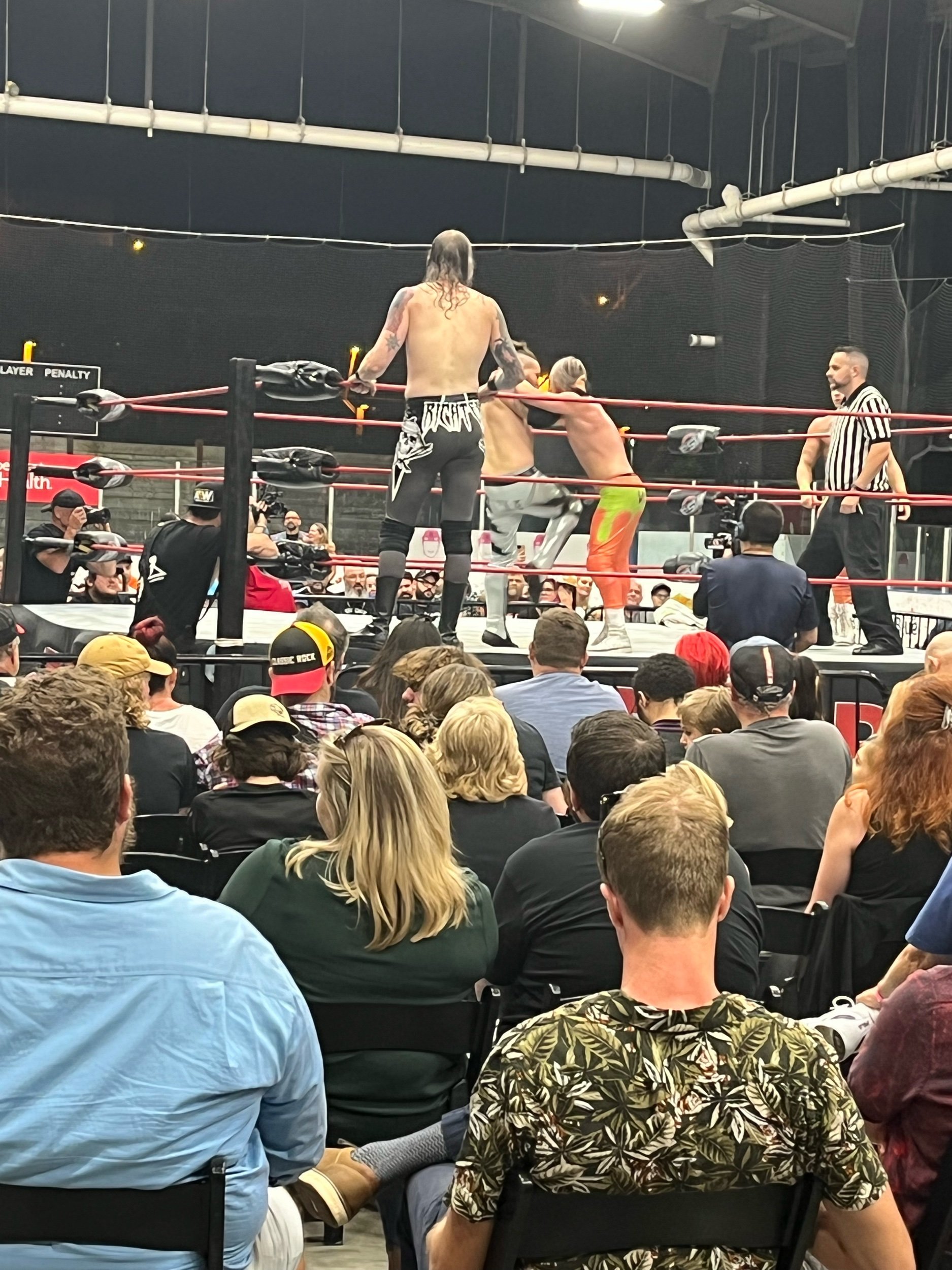 Cerin Rahne ties up with one of the Rad Boyz as the imposing Jeremiah Richter looks on