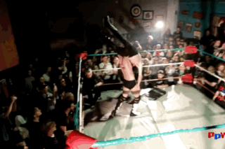 Johnny Blade gets forcefully bodyslammed by Mr. Z with his exposed back coming down hard on barbed wire.