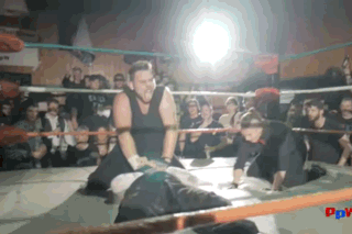 In a last ditch effort to save a victory from the jaws of defeat, Tony Sk1n super kicks the referee right before they counted to three.