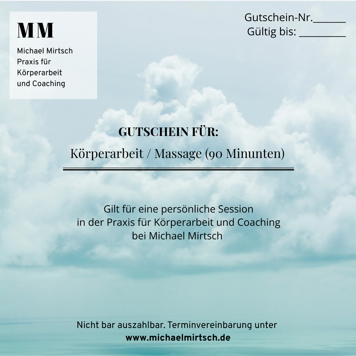 Geschenkgutschein fülir eine 90-minütige Massage bei Michael Mirtsch, Praxis für Körperarbeit, Massage und Coaching Diedenhofert Str. 6 Prenzlauer Berg www.michaelmirtsch.de
