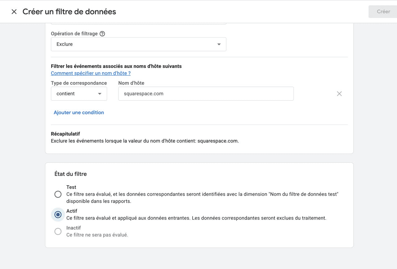 Google Analytics 4 (GA4) - Filtre de données - Exclusion nom d'hote - Test vers actif.png